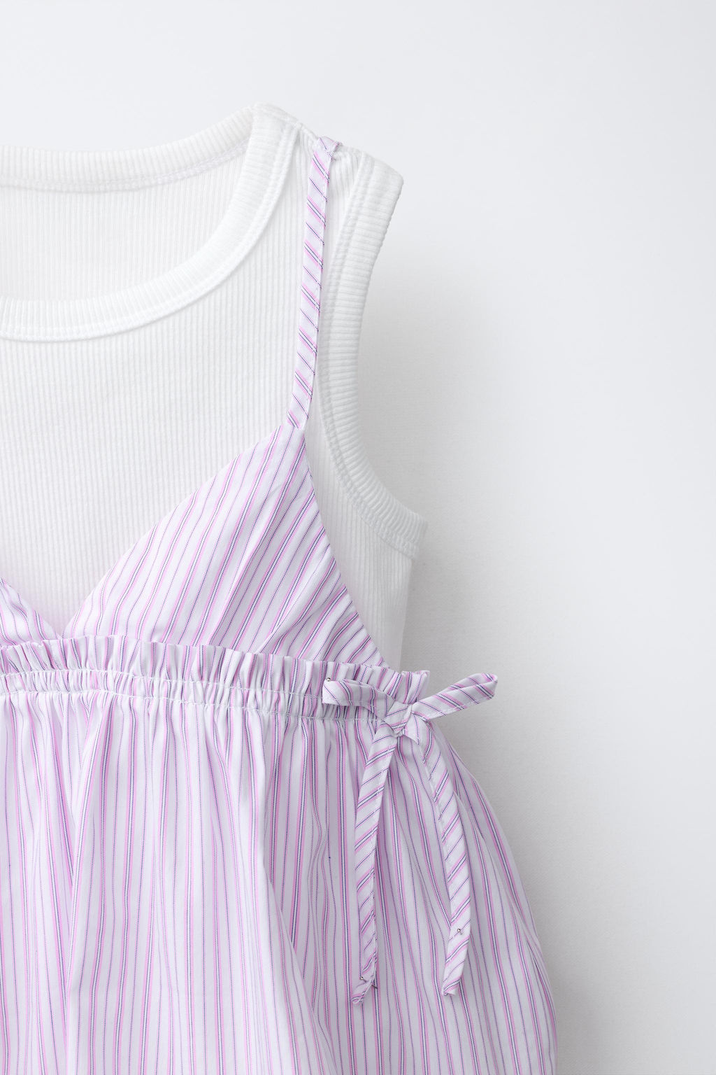 TOP RAYAS CON CAMISETA RIB / Rosa - Zara фото 5