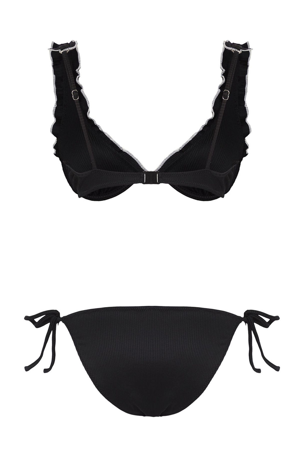 TRENDYOLMILLA Siyah Ucgen Kontrast Renk Biyeli Dokulu Regular Pretty Bikini Tak?m? TBESS25BT00039  фото 6