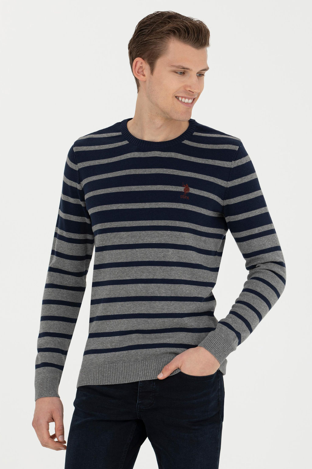 Мужской серый меланжевый свитер Неожиданная скидка в корзине - U.s. polo assn фото 8