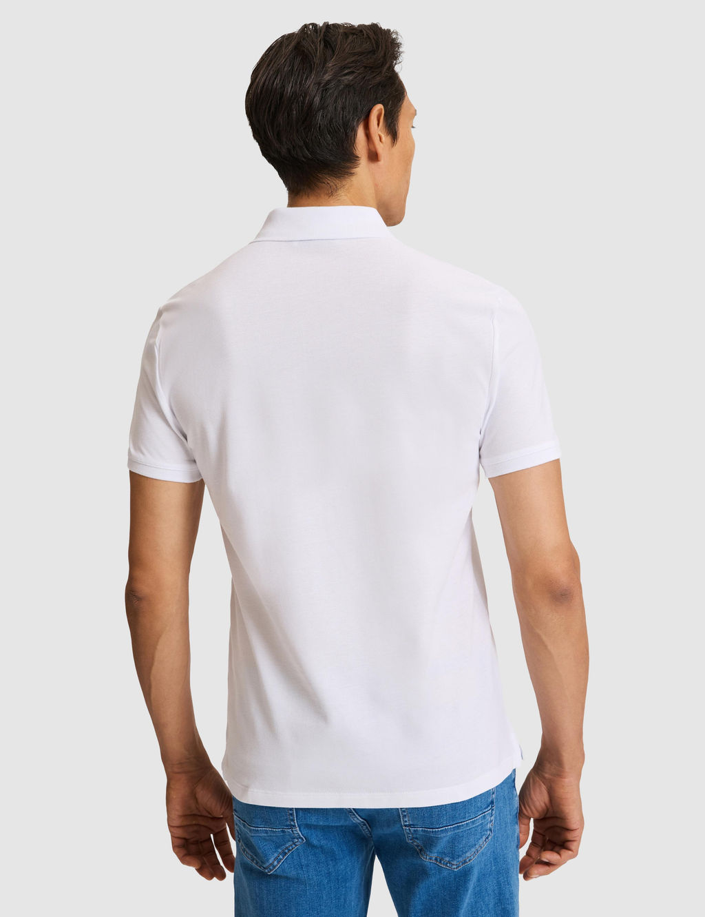 Beyaz Slim Fit Fermuarl_ Polo Yaka Saf Pamuk T-shirt