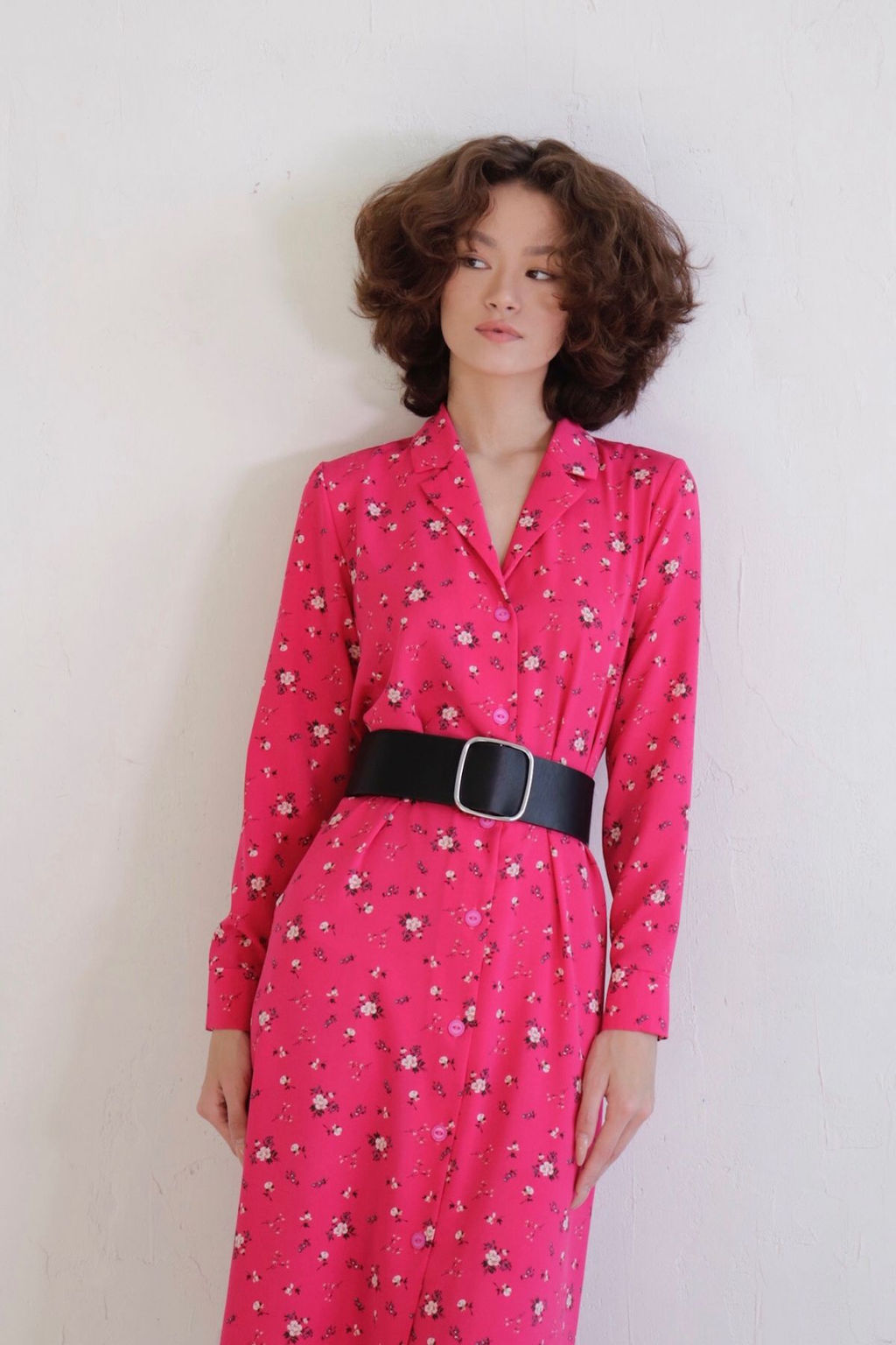 11038 Платье-рубашка с английским воротником малиновое - Martichelli фото 27