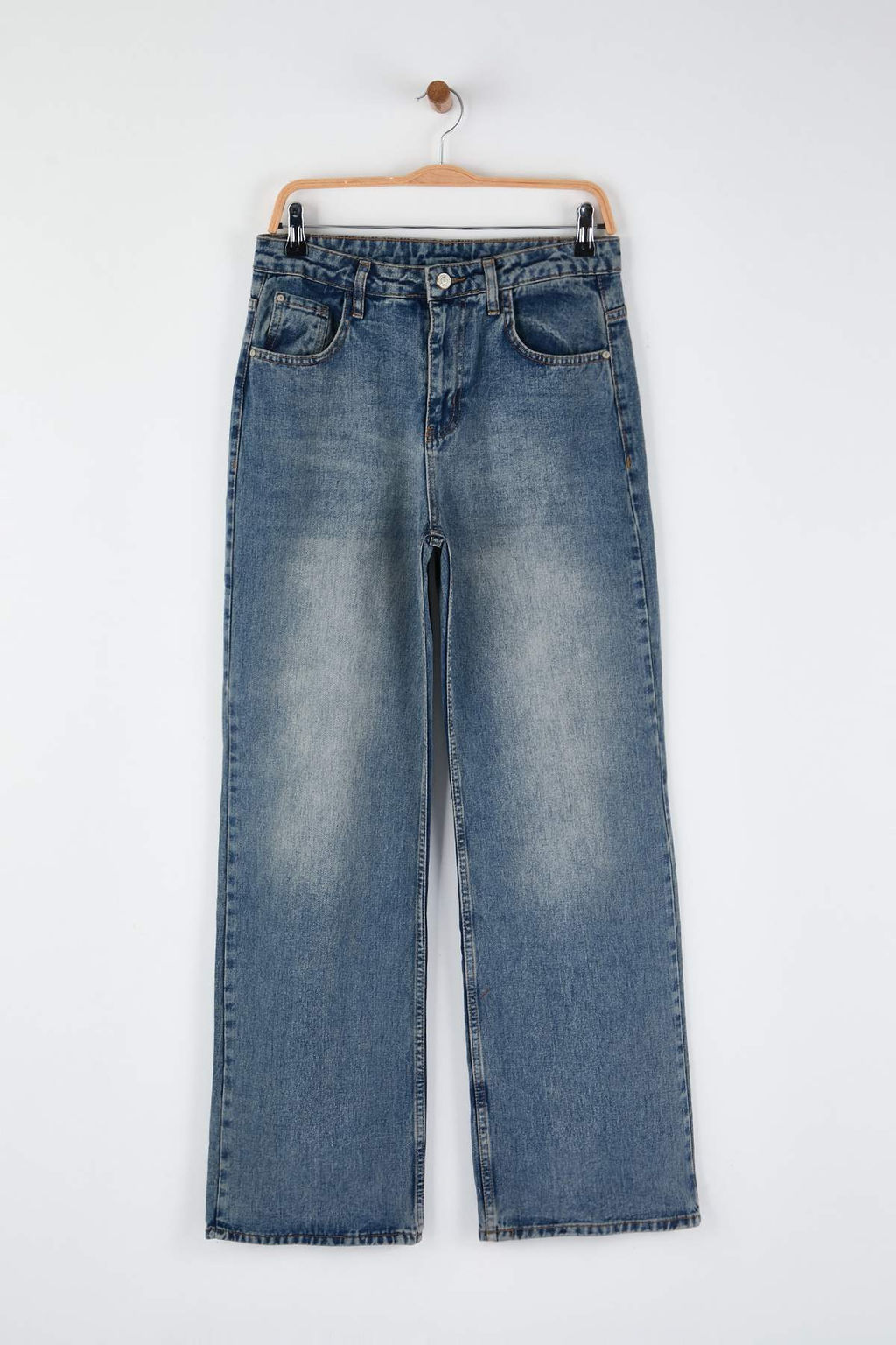 Koyu Mavi Yuksek Bel Wide Leg Palazzo Jeans TWOAW26JE00269 - Trendyolmilla фото 5