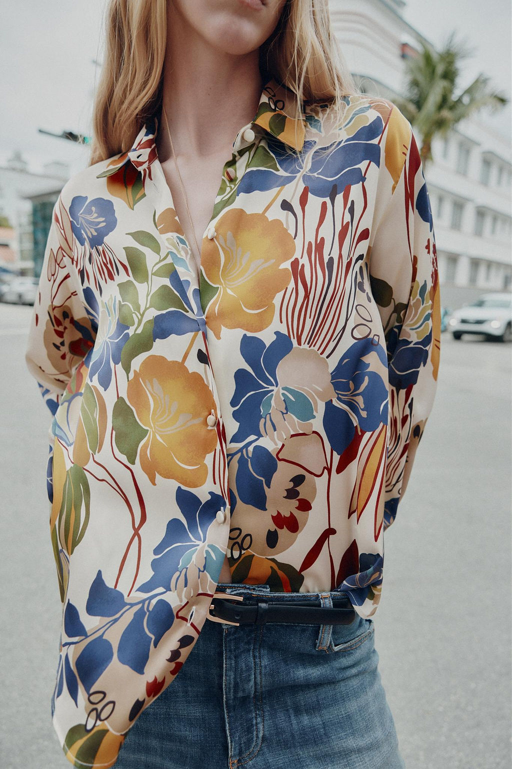 PRINTED SATIN BLOUSE - Zara фото 5