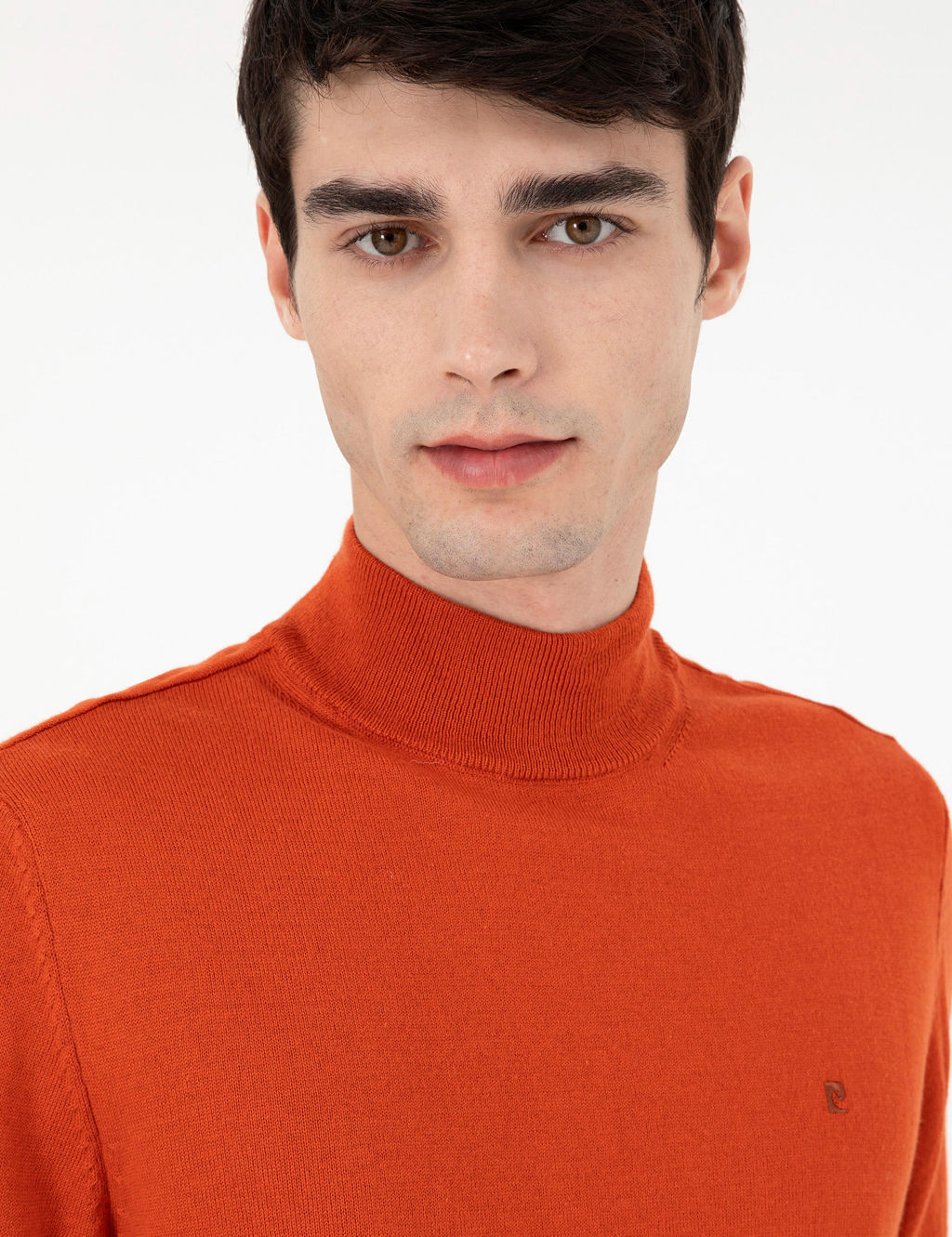 Turuncu Slim Fit Yar_m Bal_k__ Yaka Basic Triko Kazak - Pierre cardin фото 2