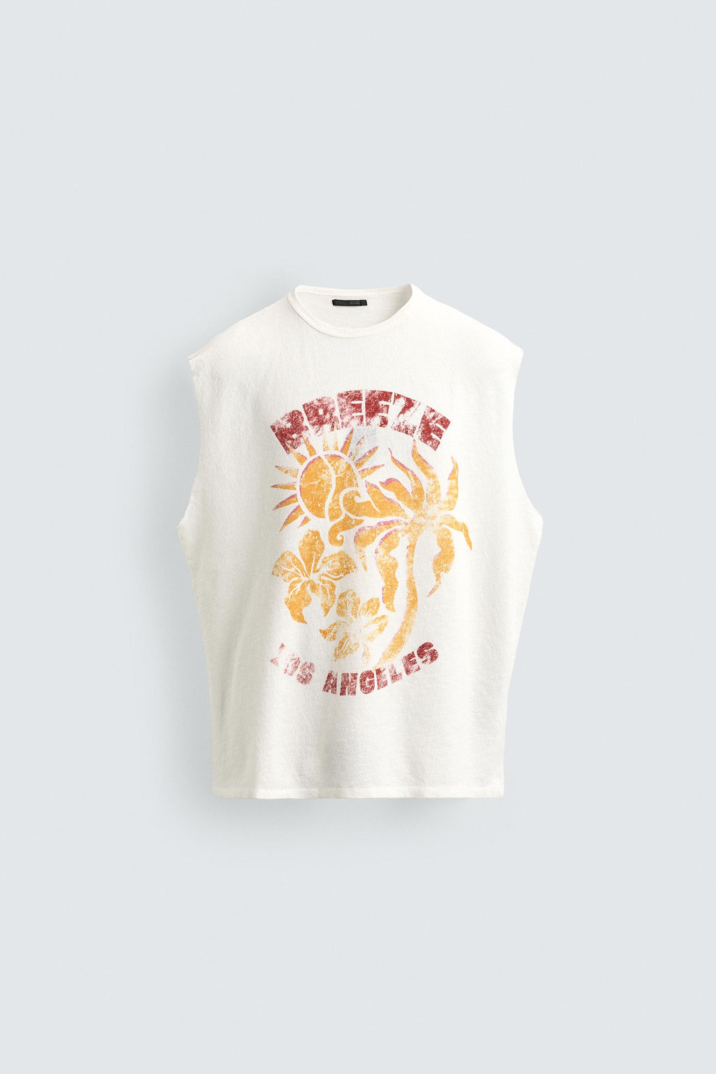 CAMISETA TANK PUNTO LAVADO ESTAMPADO / Blanco roto