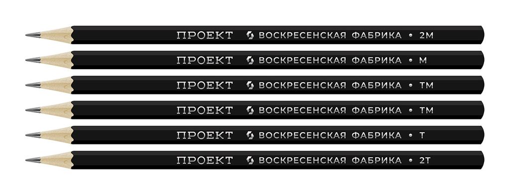 ВКФ Проект 6P-4010 Набор графитных карандашей ОПП заточенный ассорти 8 х 6 шт. 2М(2B), М(B), ТМ(HB), ТМ(HB), Т(H), 2Т(2H)