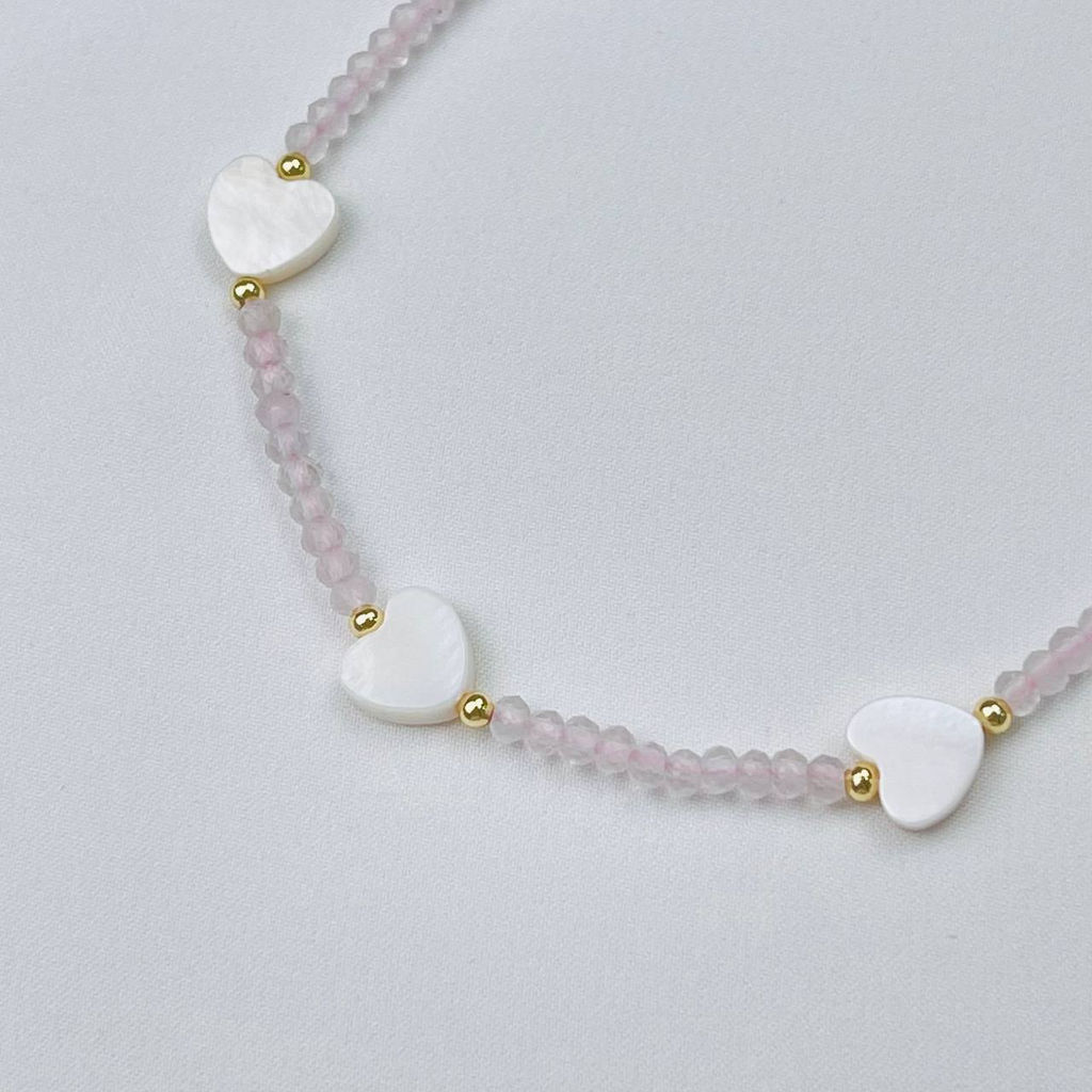 Анклет браслет на ногу из Розового кварца и Перламутра 21 см + - Радуга самоцветов фото 2