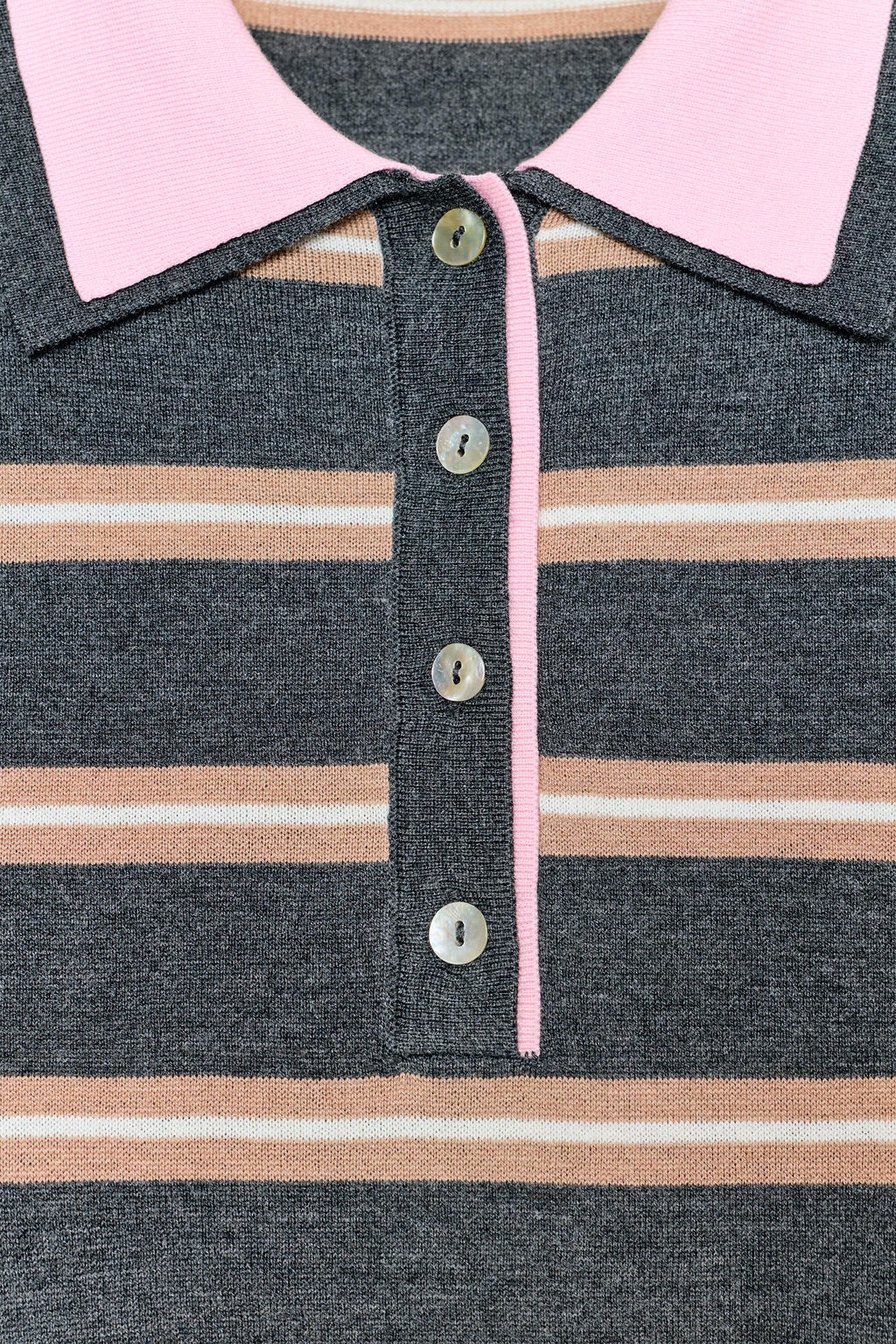 STRIPED COMBINED KNIT POLO SHIRT - Zara фото 6