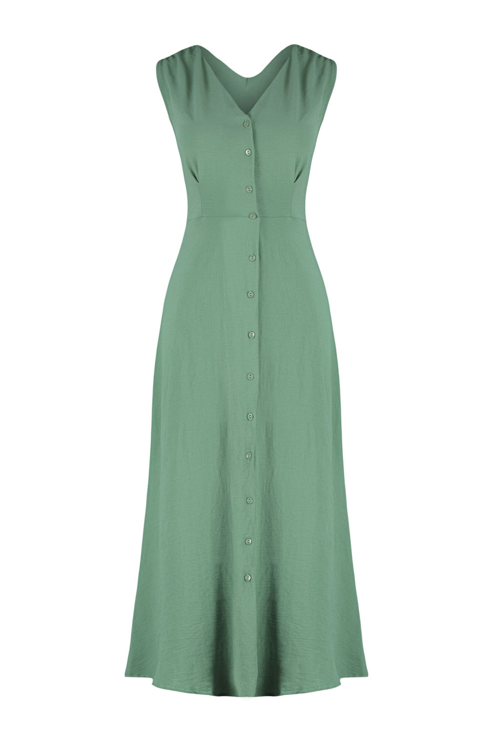 TRENDYOLMILLA Siyah Dugmeli Kolsuz Midi Dokuma Gomlek Elbise TWOSS24EL00442 фото 7