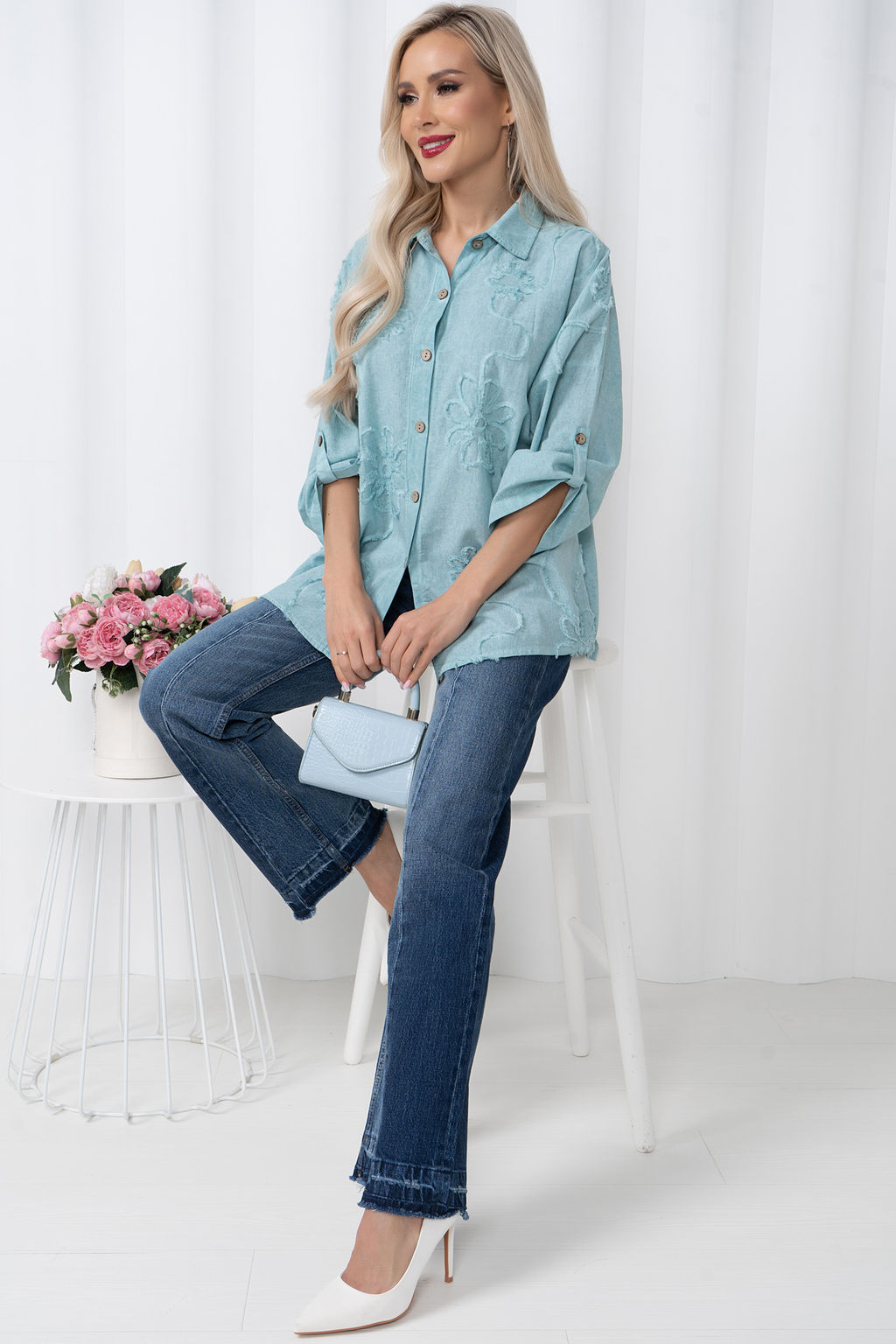 Блузка Рамина (мята) Б11-131/2 - Николь фото 5