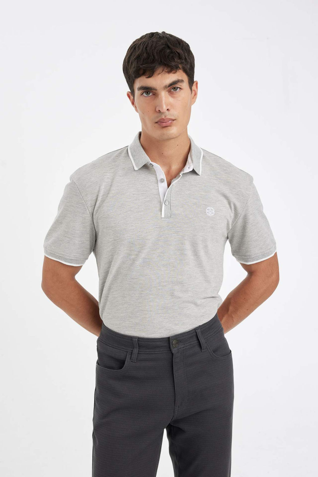 New Regular Fit K?sa Kollu Pike Polo Tisort - Defacto фото 8