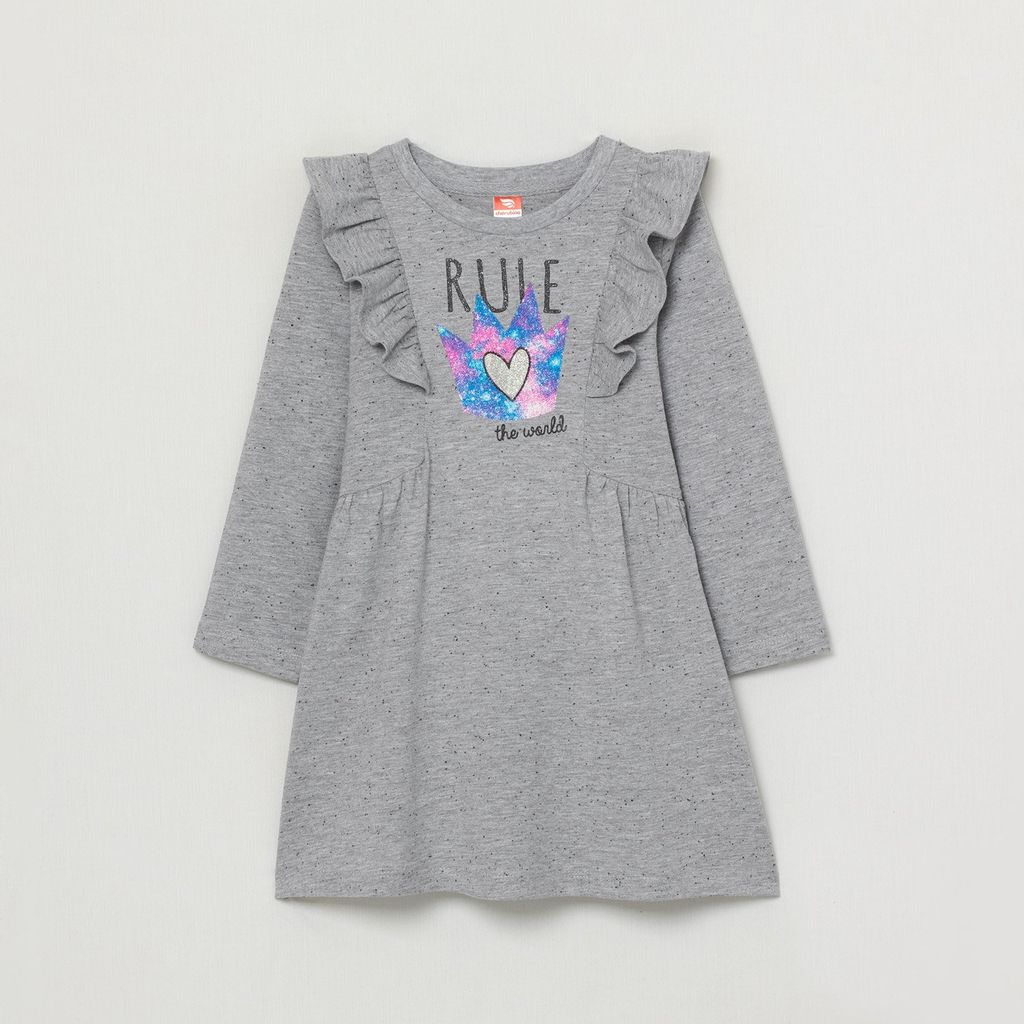 CRB wear/CWKG 62888-11-290 Платье для девочки, светло-серый меланж/Ex.Cherubino  фото 4