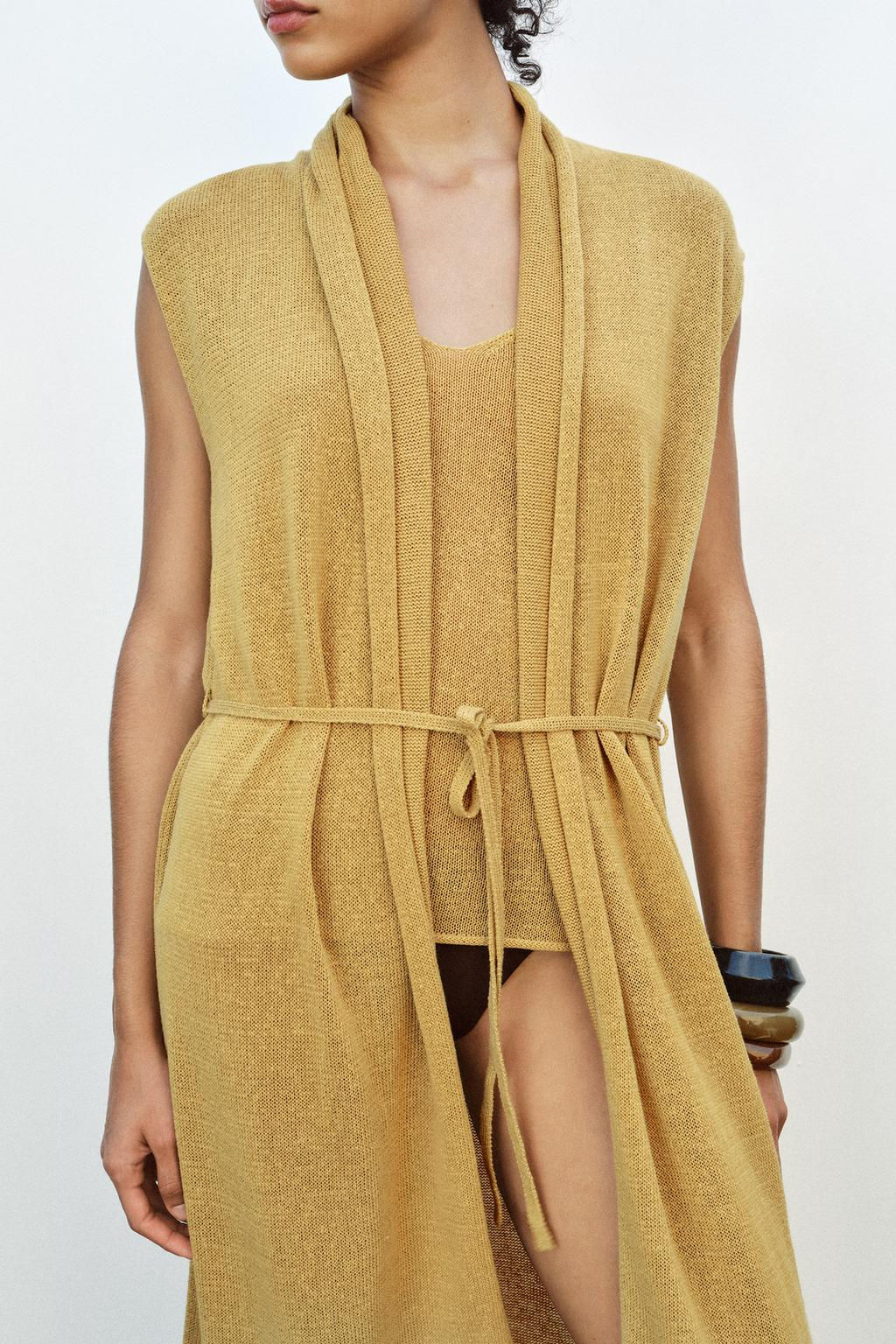 LONG KNIT LINEN WAISTCOAT - Zara фото 2