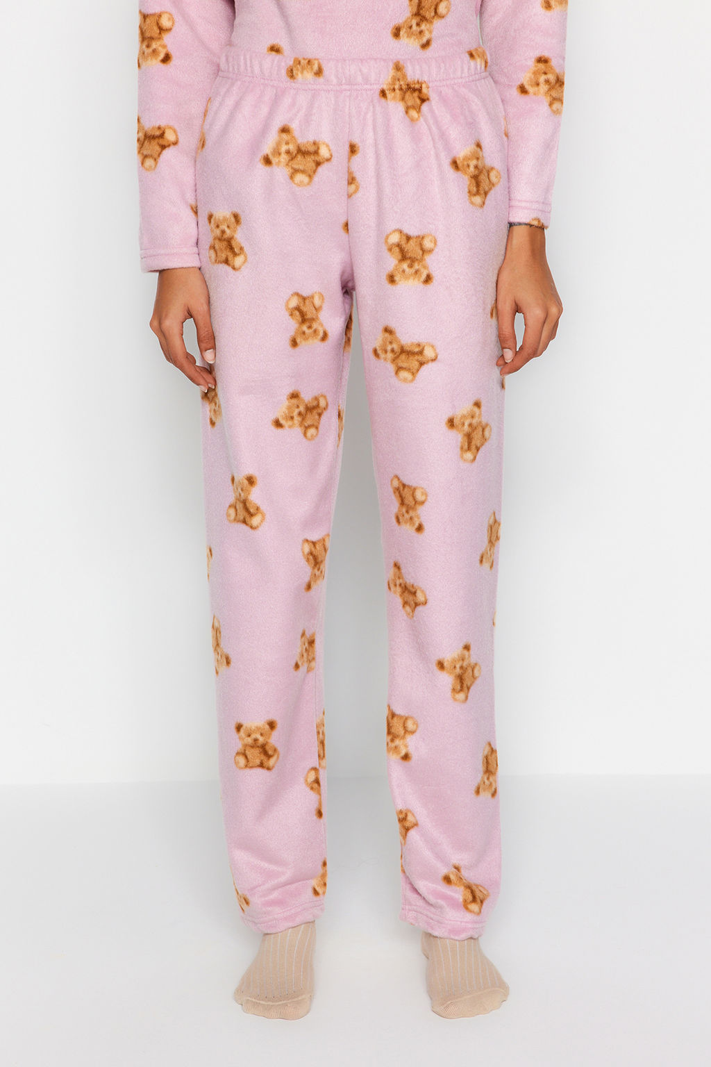 Pembe Polar Ay?c?kl? K?sl?k Orme Pijama Tak?m? THMAW24PT00272