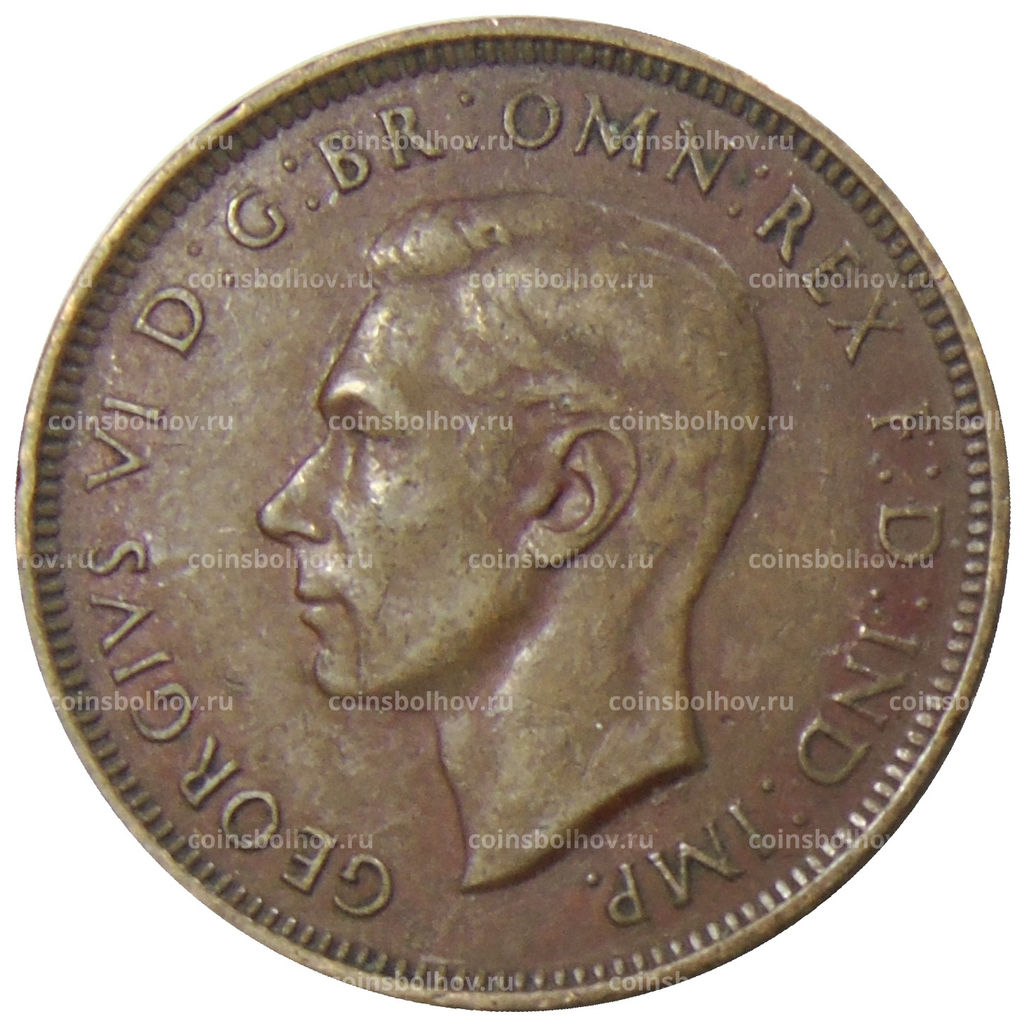 Монета 1/2 пенни 1938 года Австралия