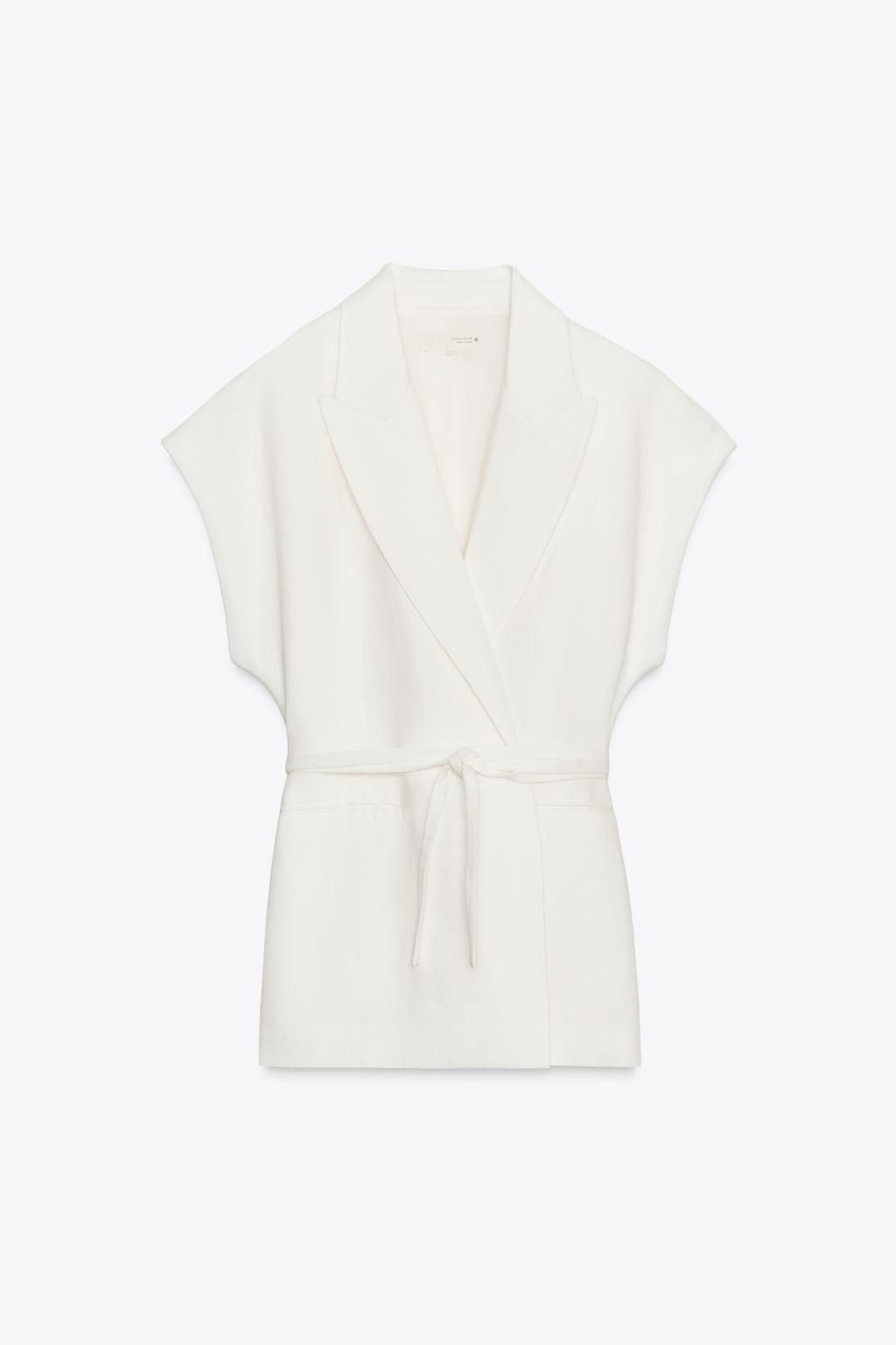 ZW COLLECTION LINEN BLEND DOUBLE-BREASTED WAISTCOAT