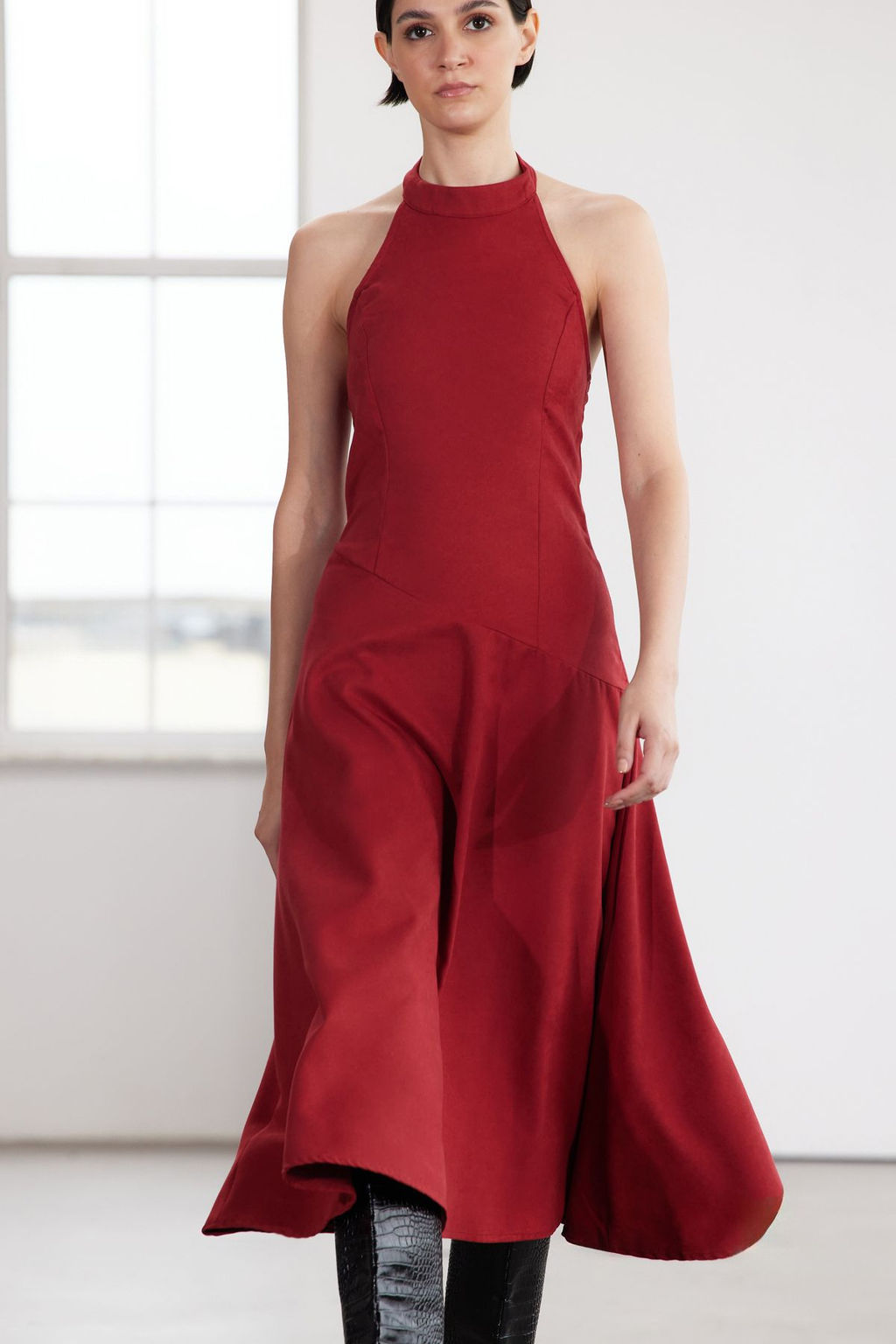 Trendyolmilla Limited Edition Bordo S?rt Dekolteli Boyundan Baglamal? Midi Dokuma Elbise TWOAW25EL00291  фото 3