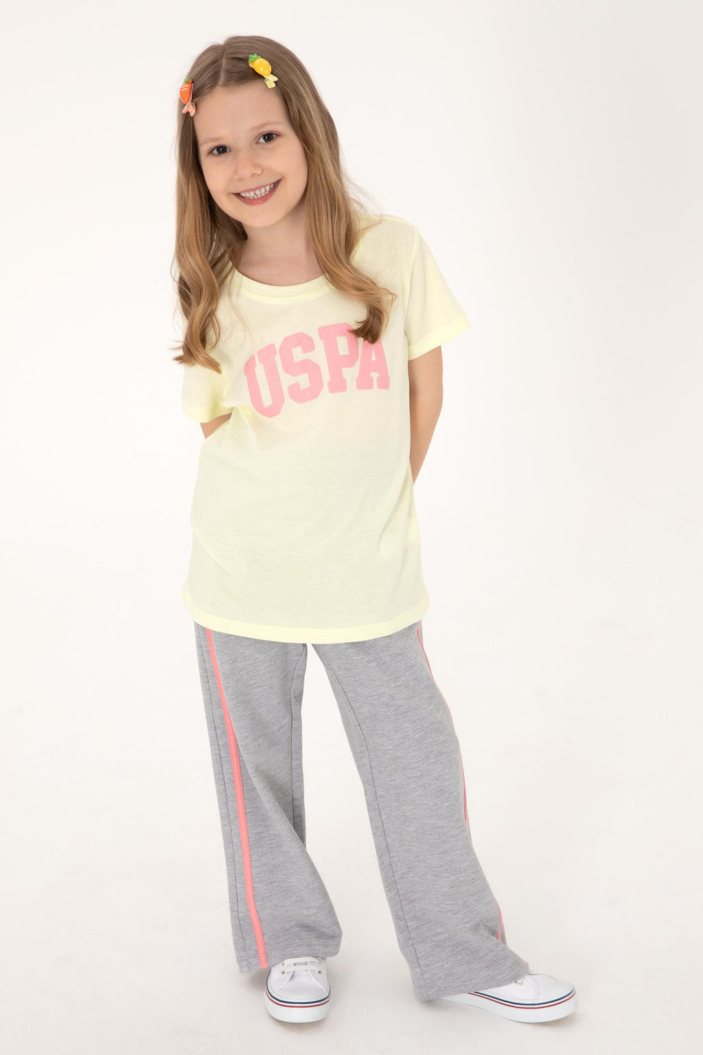 K_z _ocuk Gri Melanj Loose Fit Kenar Biyeli E_ofman Alt_