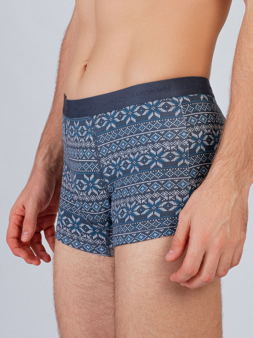Трусы боксеры с принтом синие из хлопка (Арт. 4037MUF) - Indefini фото 4