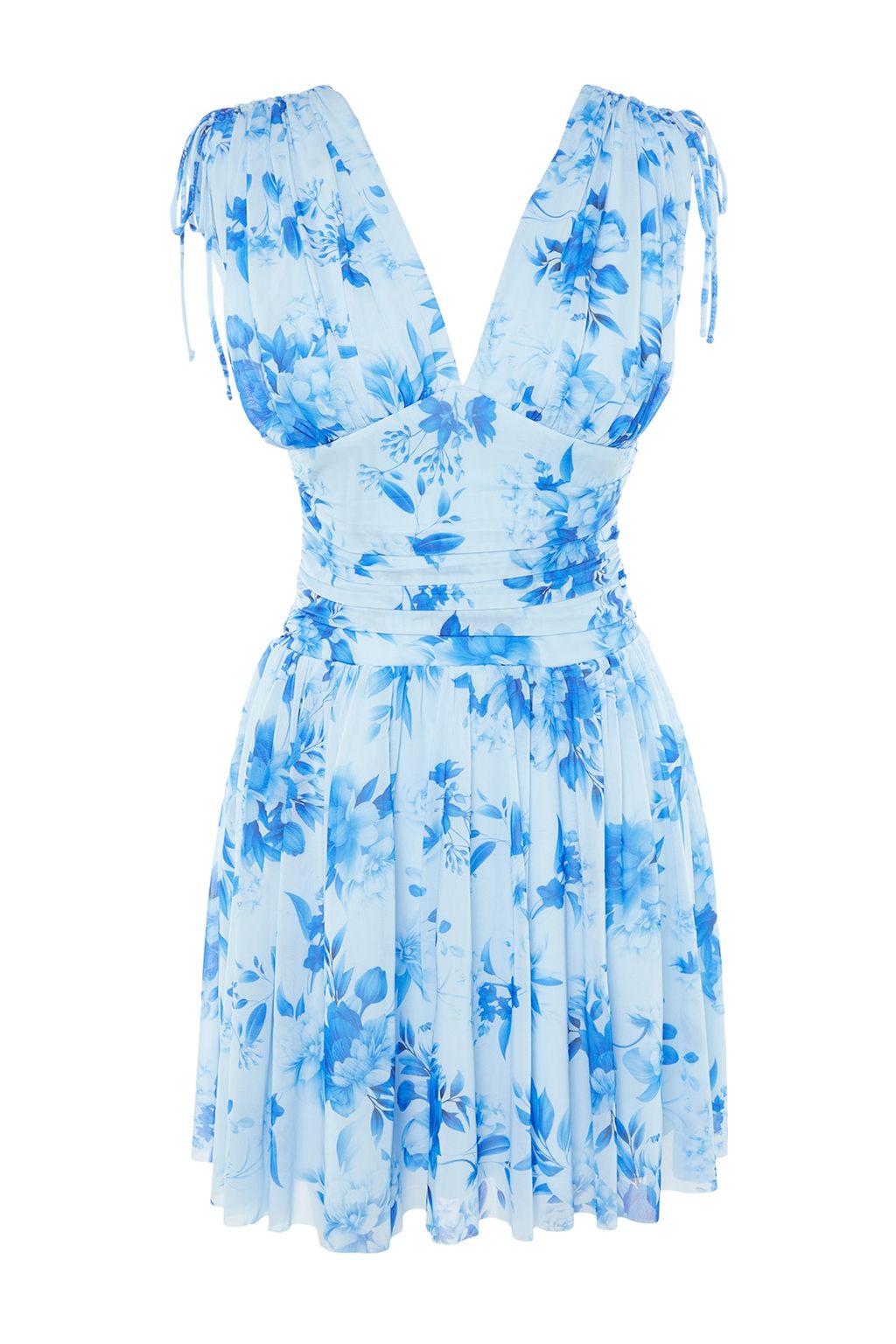 TRENDYOLMILLA Pembe-Cok Renkli A-Kesim Cicek Desenli Orme K?sa Abiye Gece Elbise TPRSS23EL00208 фото 8