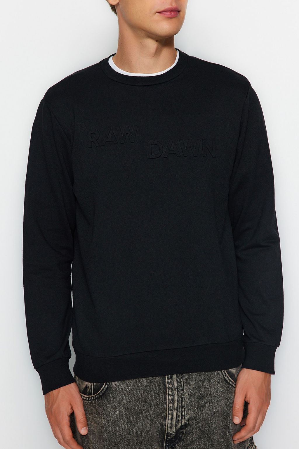 TRENDYOL MAN Haki Regular/Normal Kesim Yaz? Kabartma Bask?l? Sweatshirt TMNAW22SW1295 - Trendyolmilla фото 4