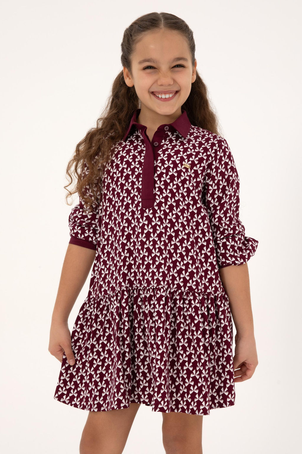 K_z _ocuk Bordo Dokuma Elbise - U.s. polo assn фото 4
