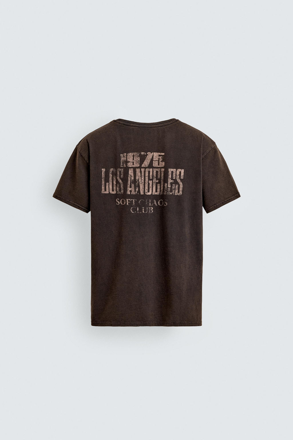 CAMISETA LAVADA TEXTO ESTAMPADO / Marr?n