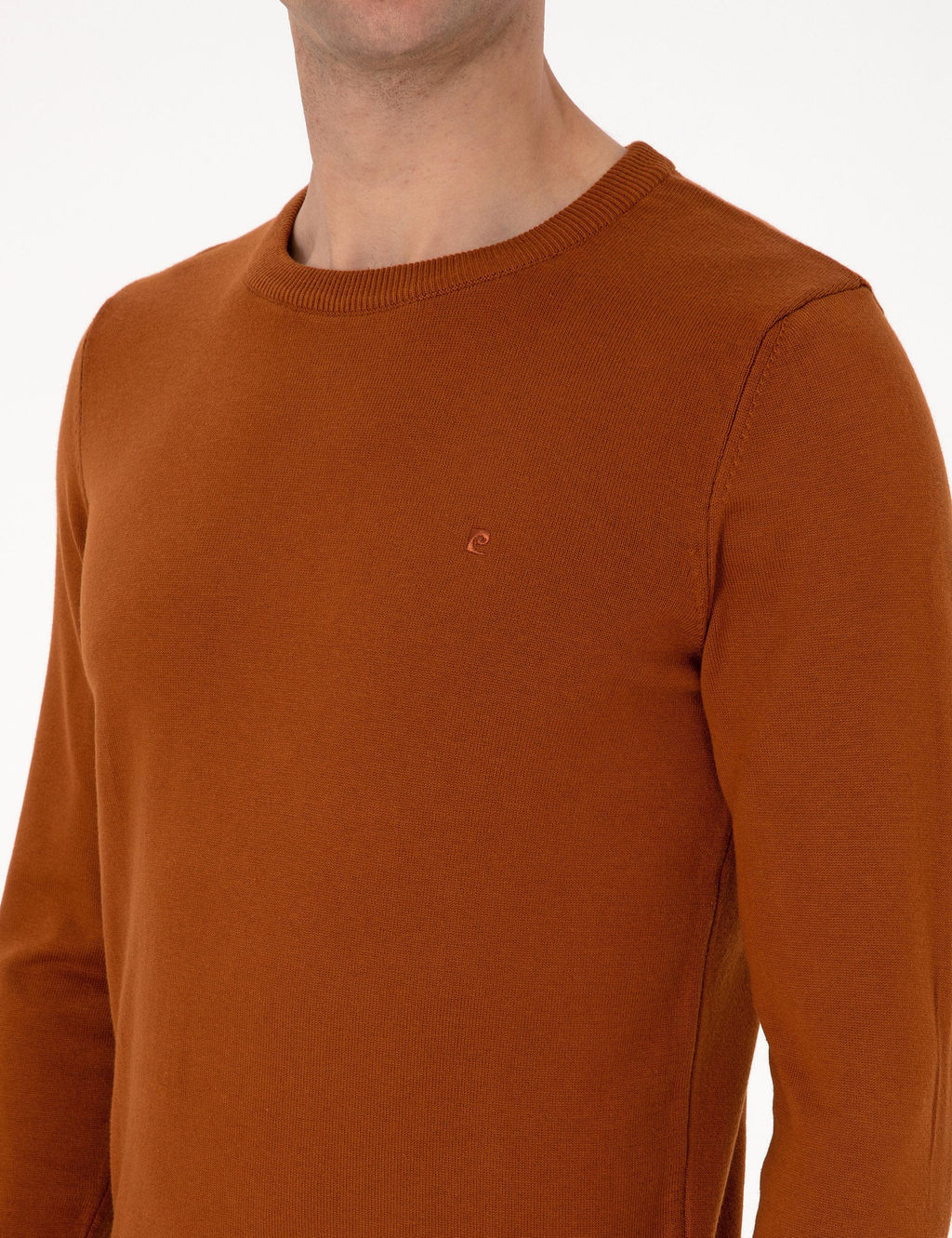 Kahverengi Slim Fit Bisiklet Yaka Basic Triko Kazak - Pierre cardin фото 7