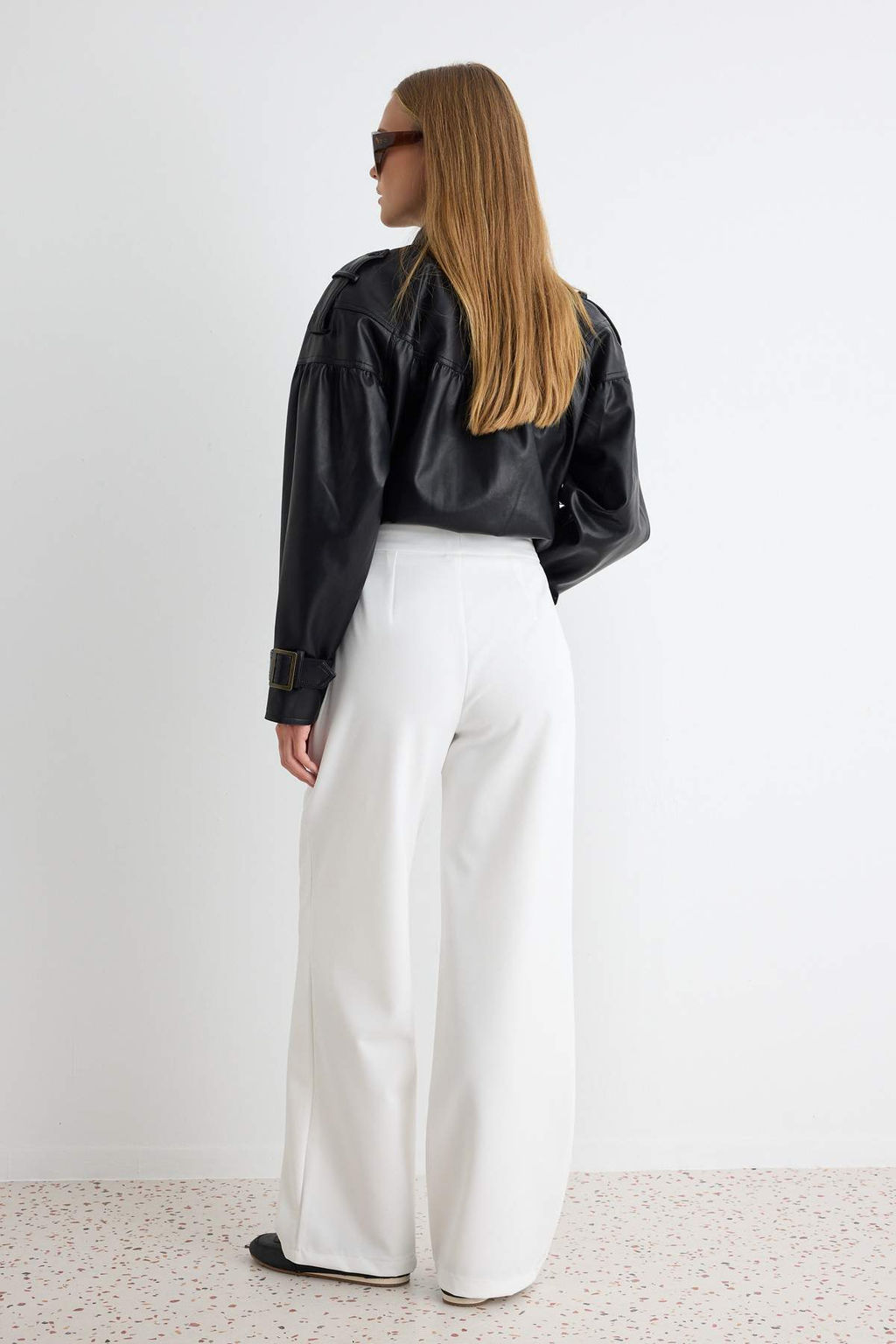 Beyaz Wide Leg/Geni_ Pa_a Dokuma Pantolon TWOAW22PL0139 - Trendyolmilla фото 4