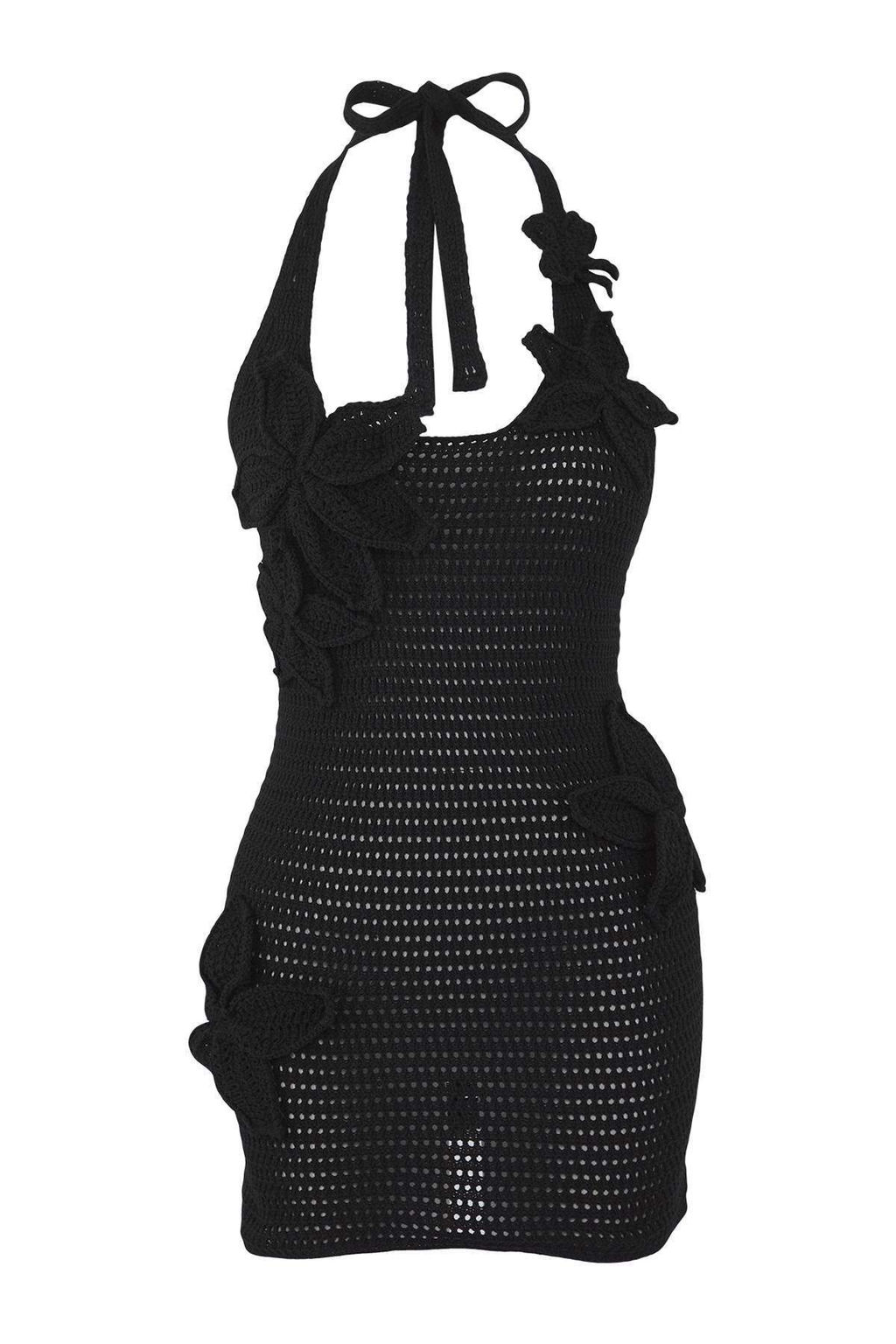 Trendyolmilla Ekru Cicek Detayl? Boyundan Baglamal? Triko Krose Plaj Elbisesi TBESS25EL00145  фото 5