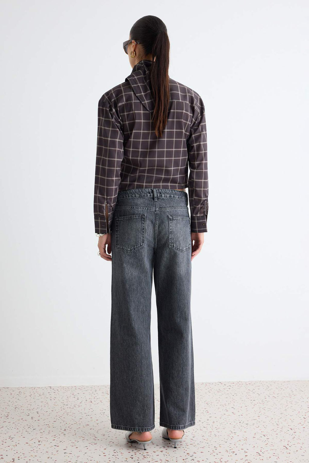 Antrasit %100 Pamuk Normal Bel Bilek Boy Wide Leg Jeans TWOAW27JE00088 - Trendyolmilla фото 11
