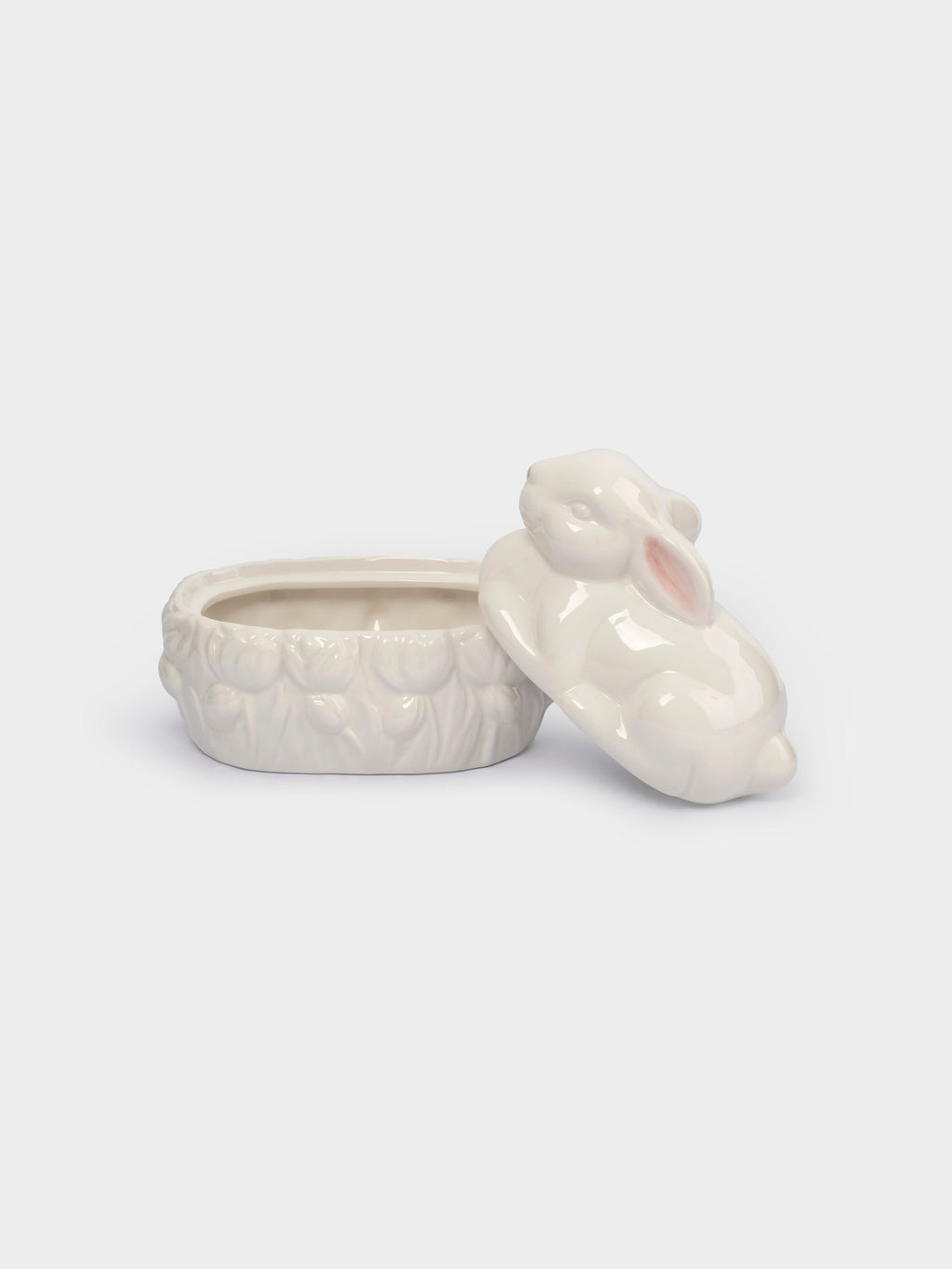 Емкость для хранения, 18х15 см, 740 мл, керамика, молочно-золотистая, Кролик в цветах, White Rabbit