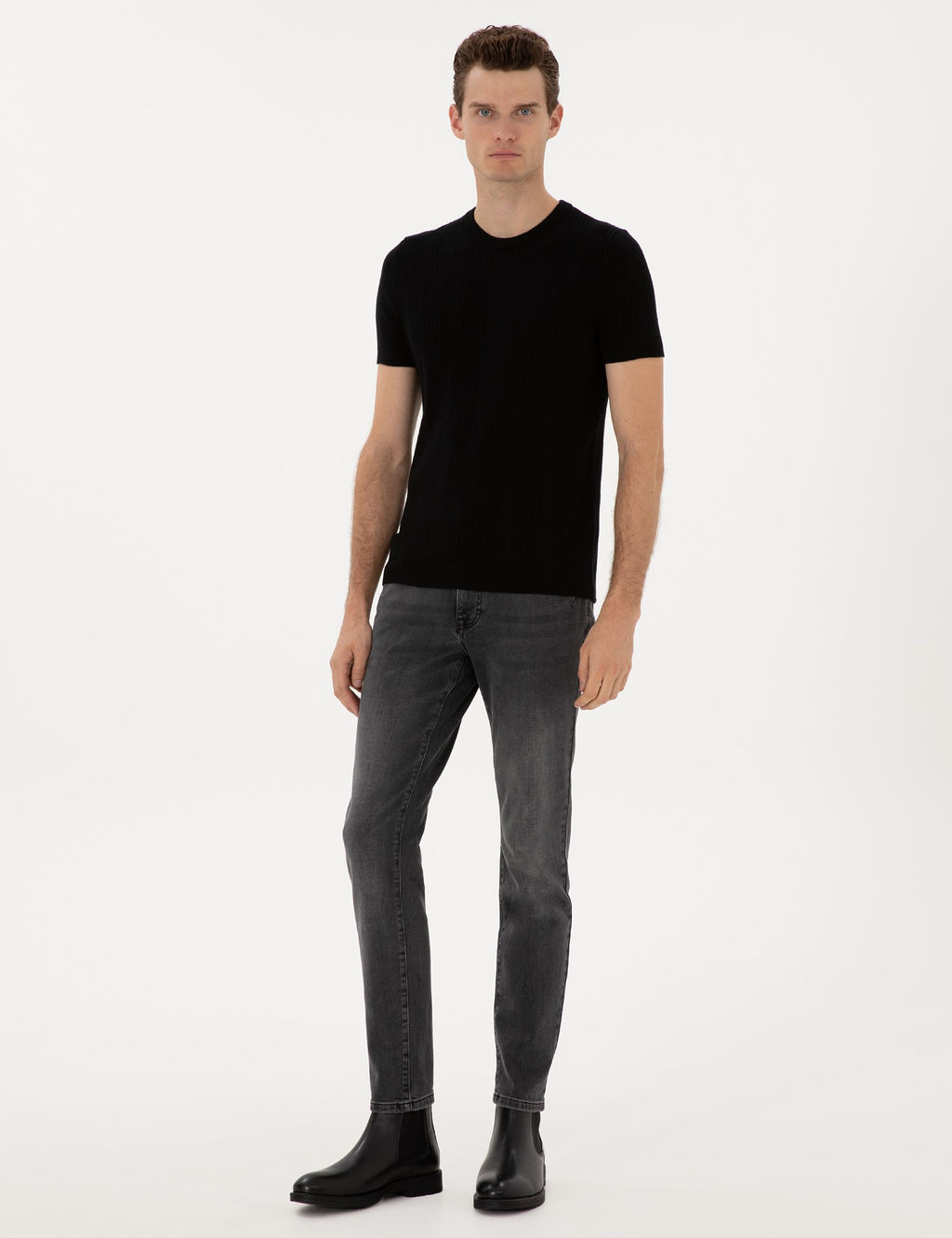 Siyah Slim Fit Bisiklet Yaka Triko Kazak - Pierre cardin фото 4