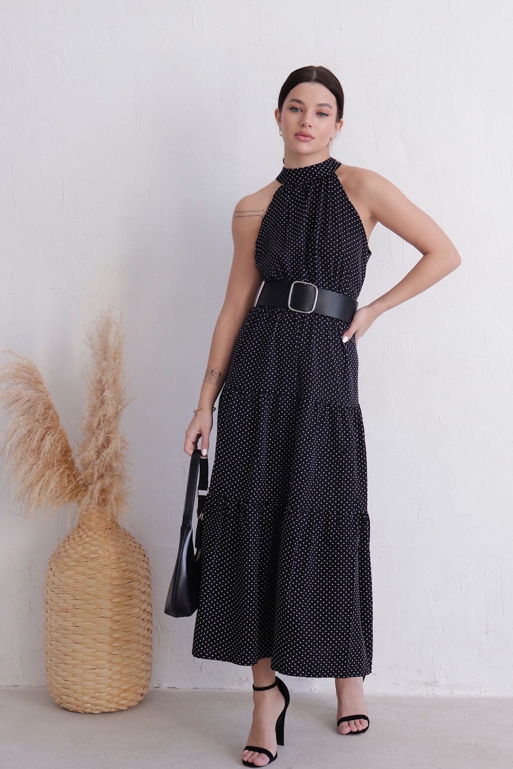 Платье-американка чёрное в горошек - Martichelli фото 4