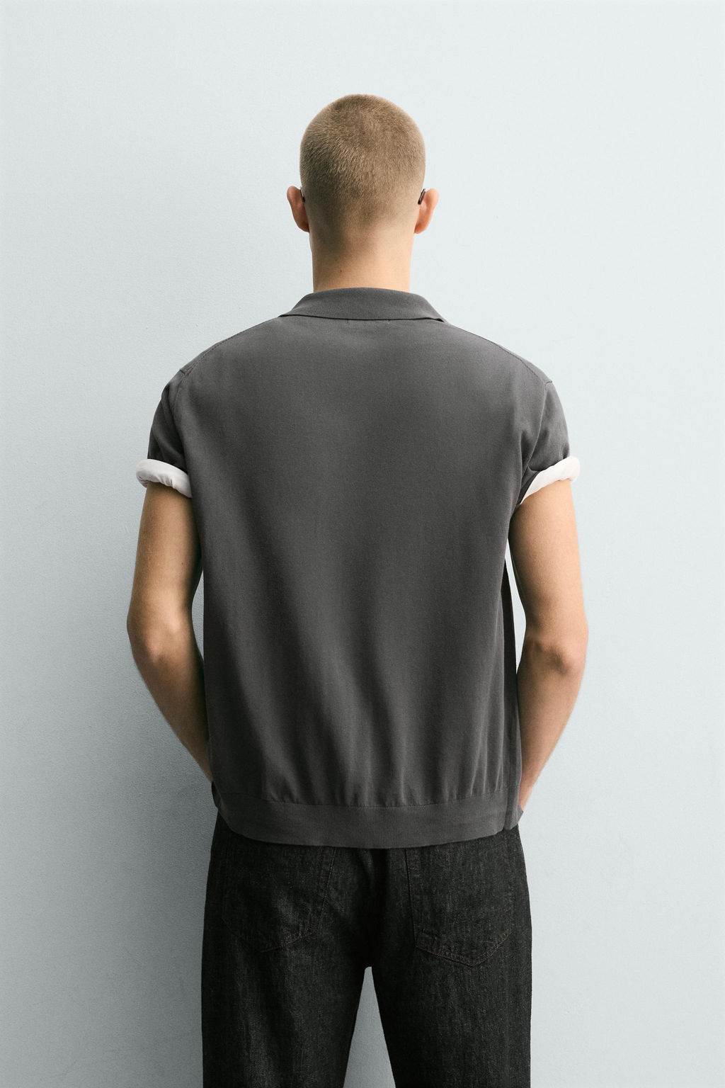 CAMISA PUNTO ALGOD?N / Gris oscuro - Zara фото 3