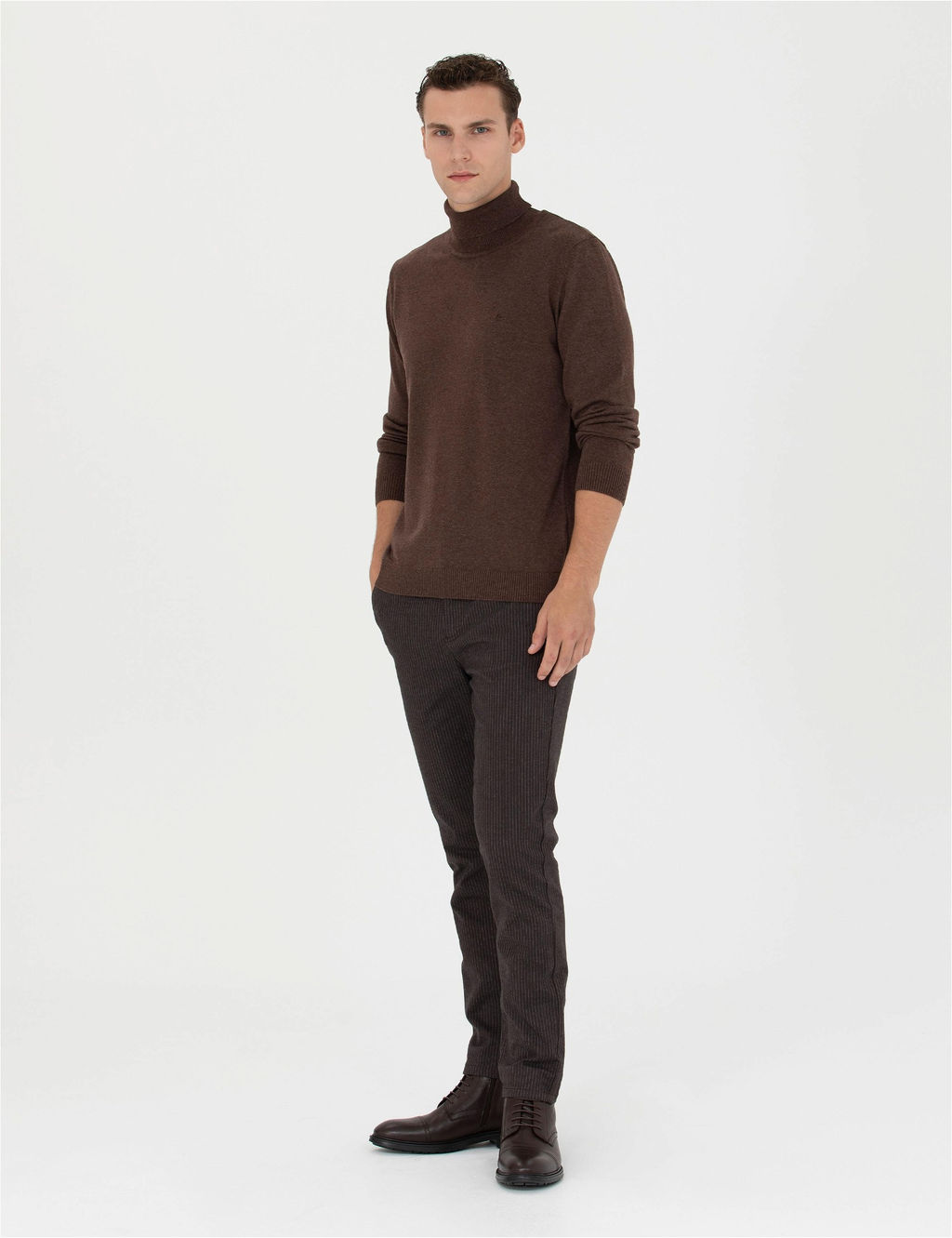 Kahverengi Slim Fit Kanvas Pantolon - Pierre cardin фото 3