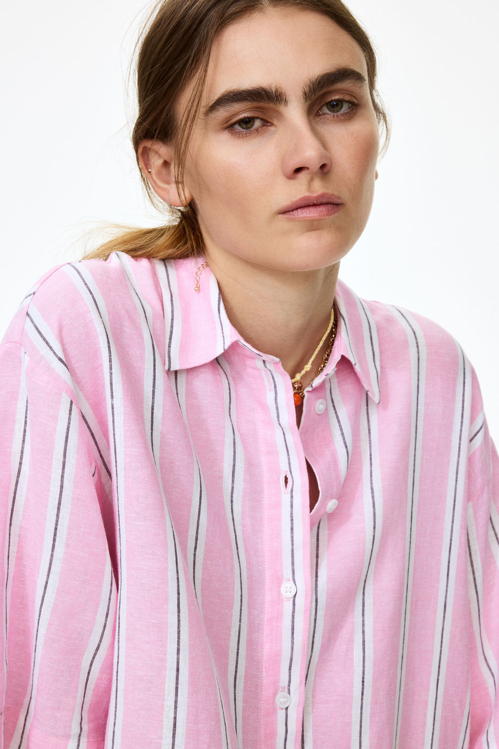 Camisa oversize en mezcla de lino - H&m фото 11