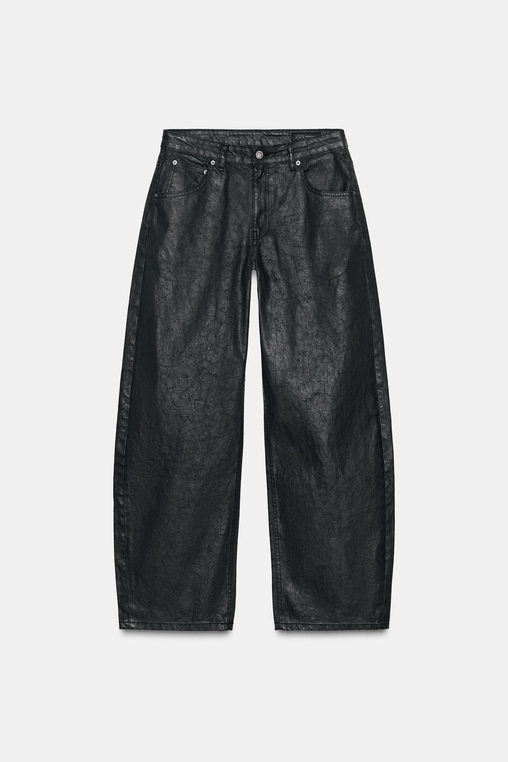 ZW COLLECTION CRACKLED LOW-RISE BARREL JEANS - Zara фото 6