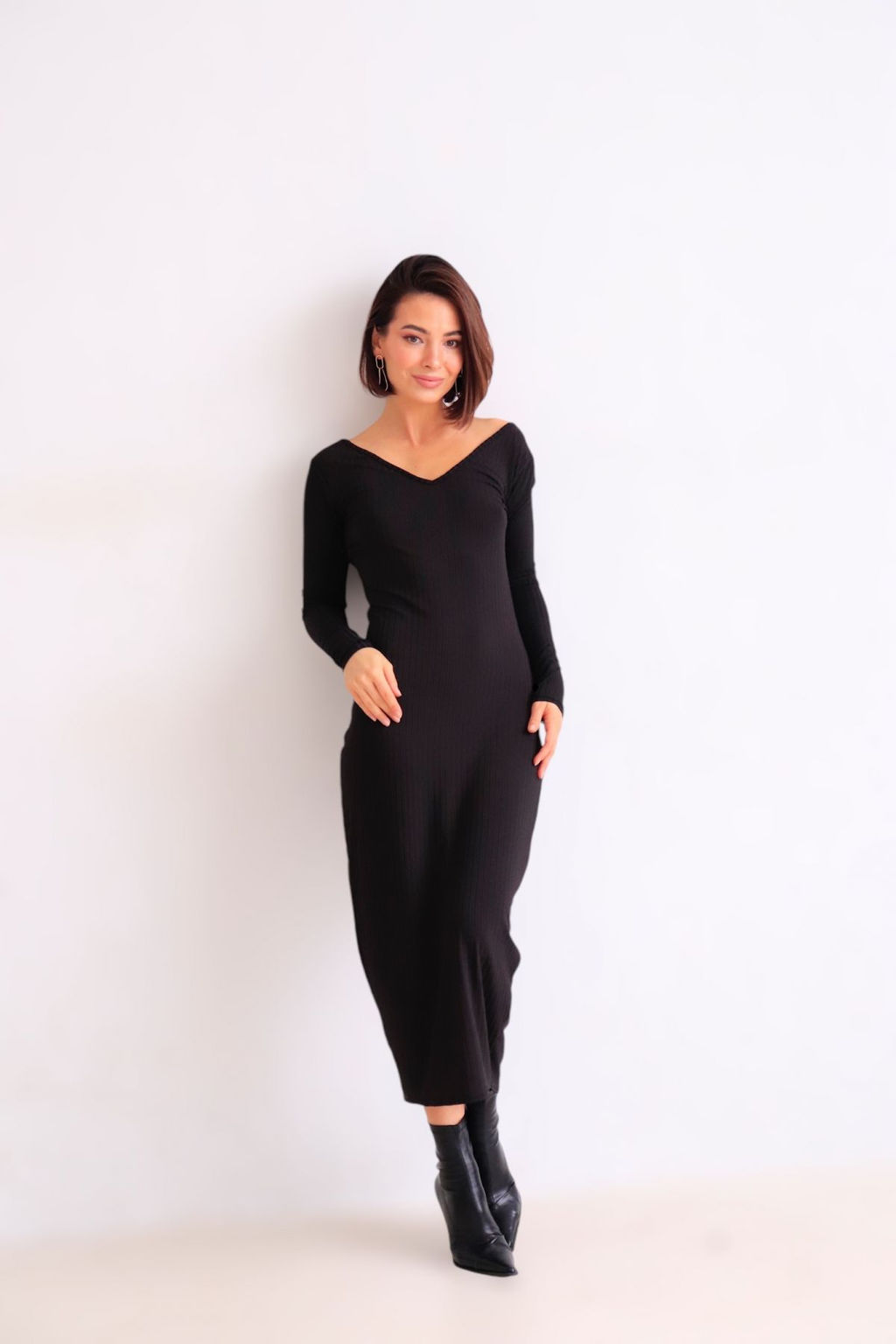 Martichelli Платье с V-образным вырезом чёрное  фото 3