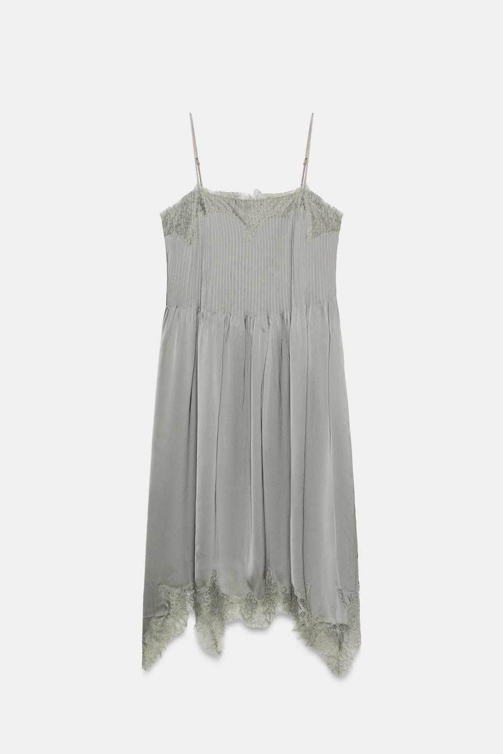 VESTIDO MIDI ENCAJE ZW COLLECTION / Gris medio - Zara фото 7