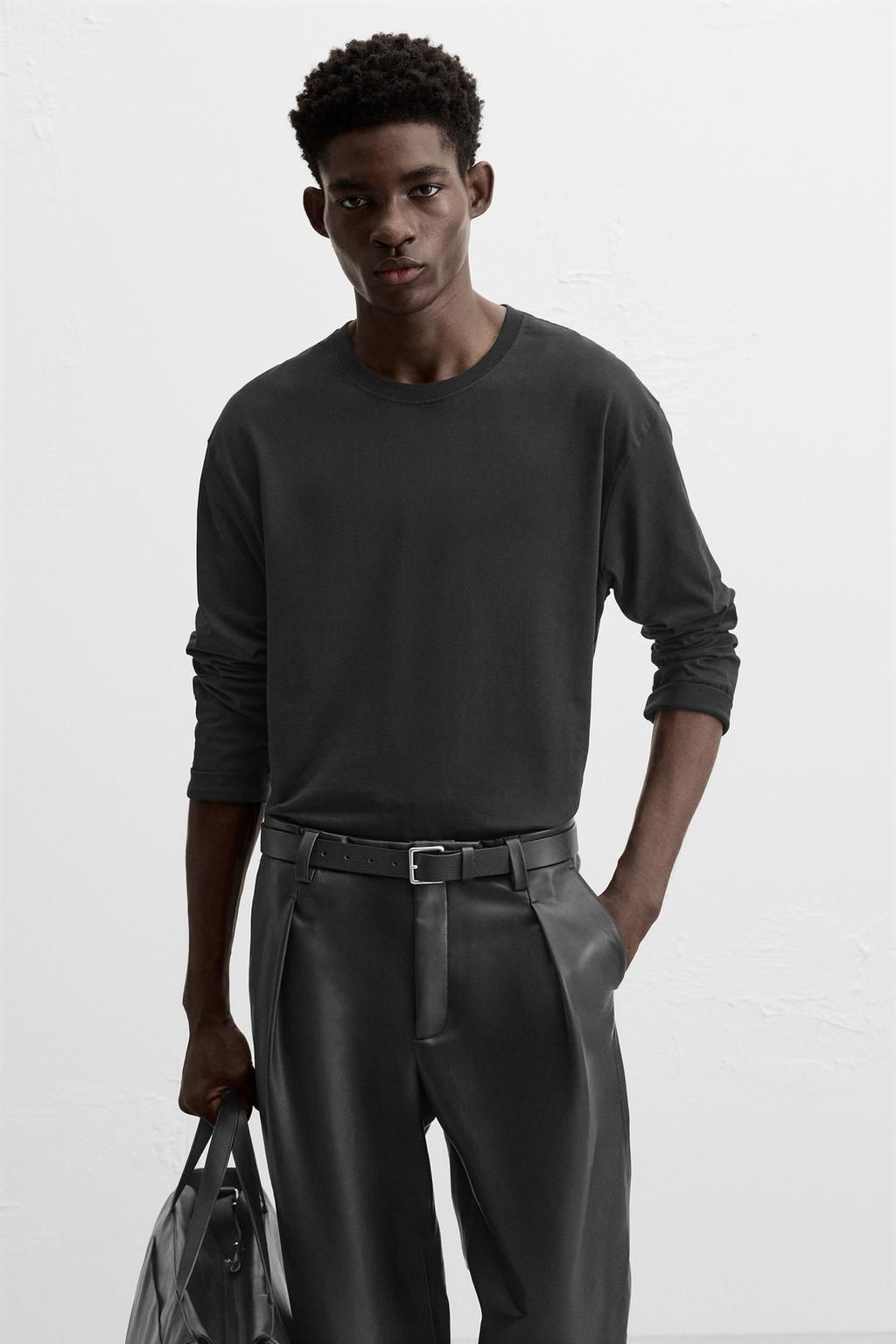 PLEATED FAUX LEATHER TROUSERS - Zara фото 5