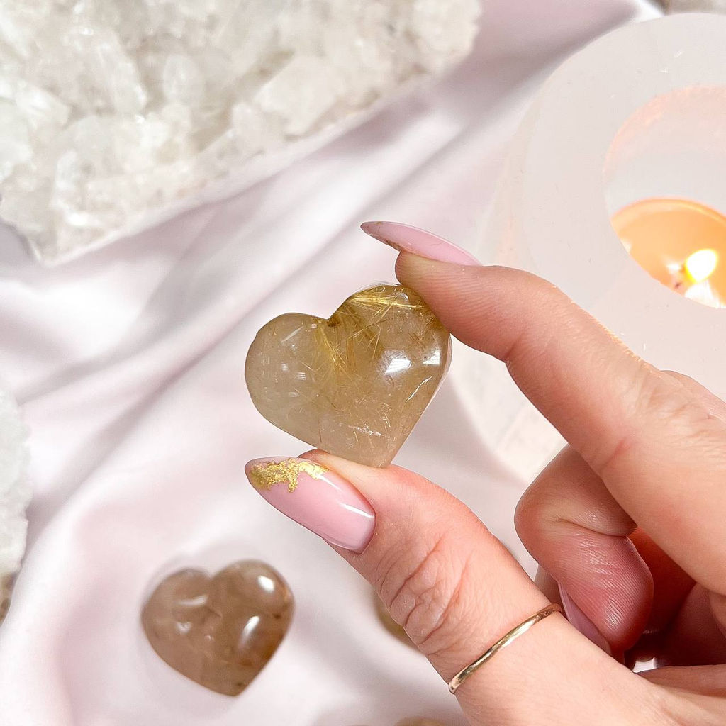 Сердце полированное из Рутилового кварца