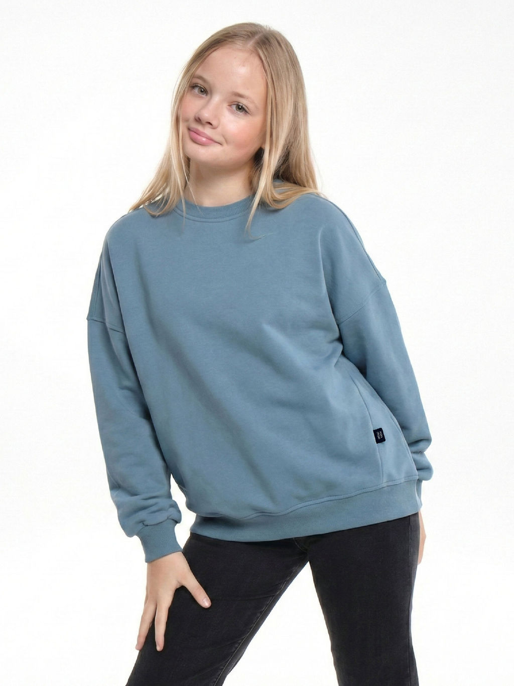 Свитшот оверсайз для девочки 22-3621 хаки - Mini maxi фото 3