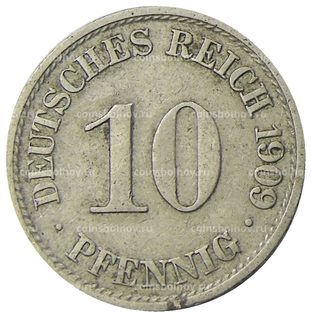 10 пфеннигов 1909 года А Германия