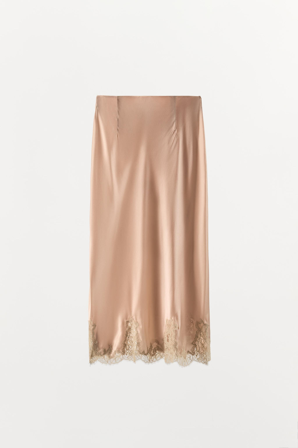 FALDA MIDI SEDA 100% ENCAJE / Rosa tiza - Zara фото 12