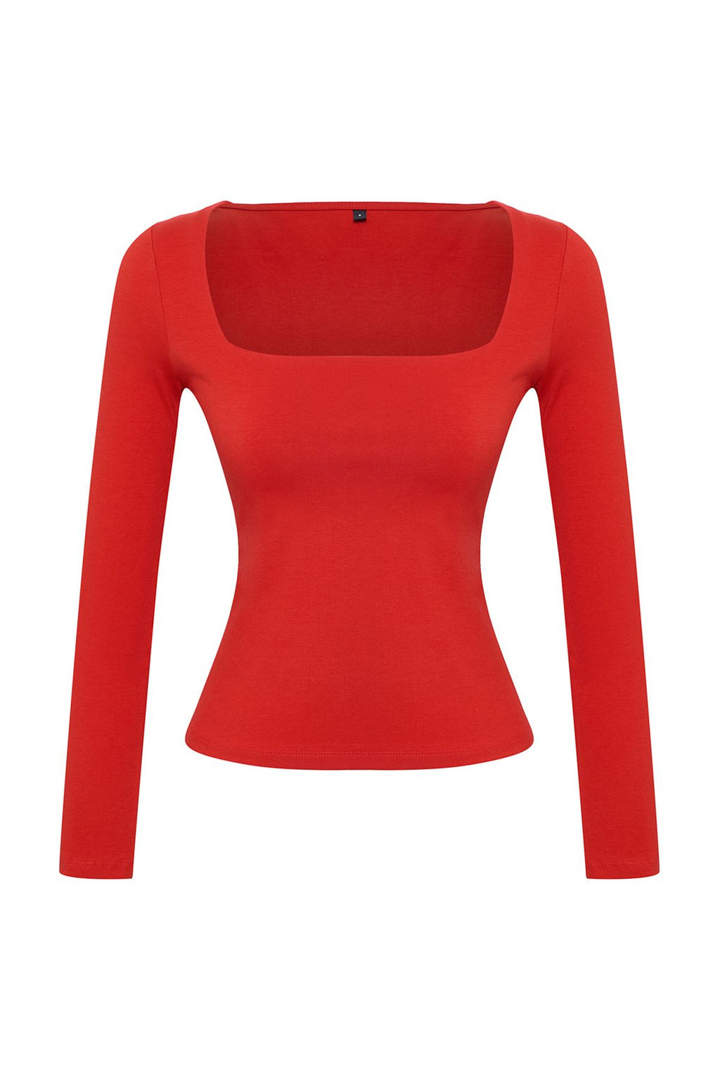 K?rm?z? Pamuklu Kare Yaka Regular Fit Orme Bluz TWOAW24BZ00016