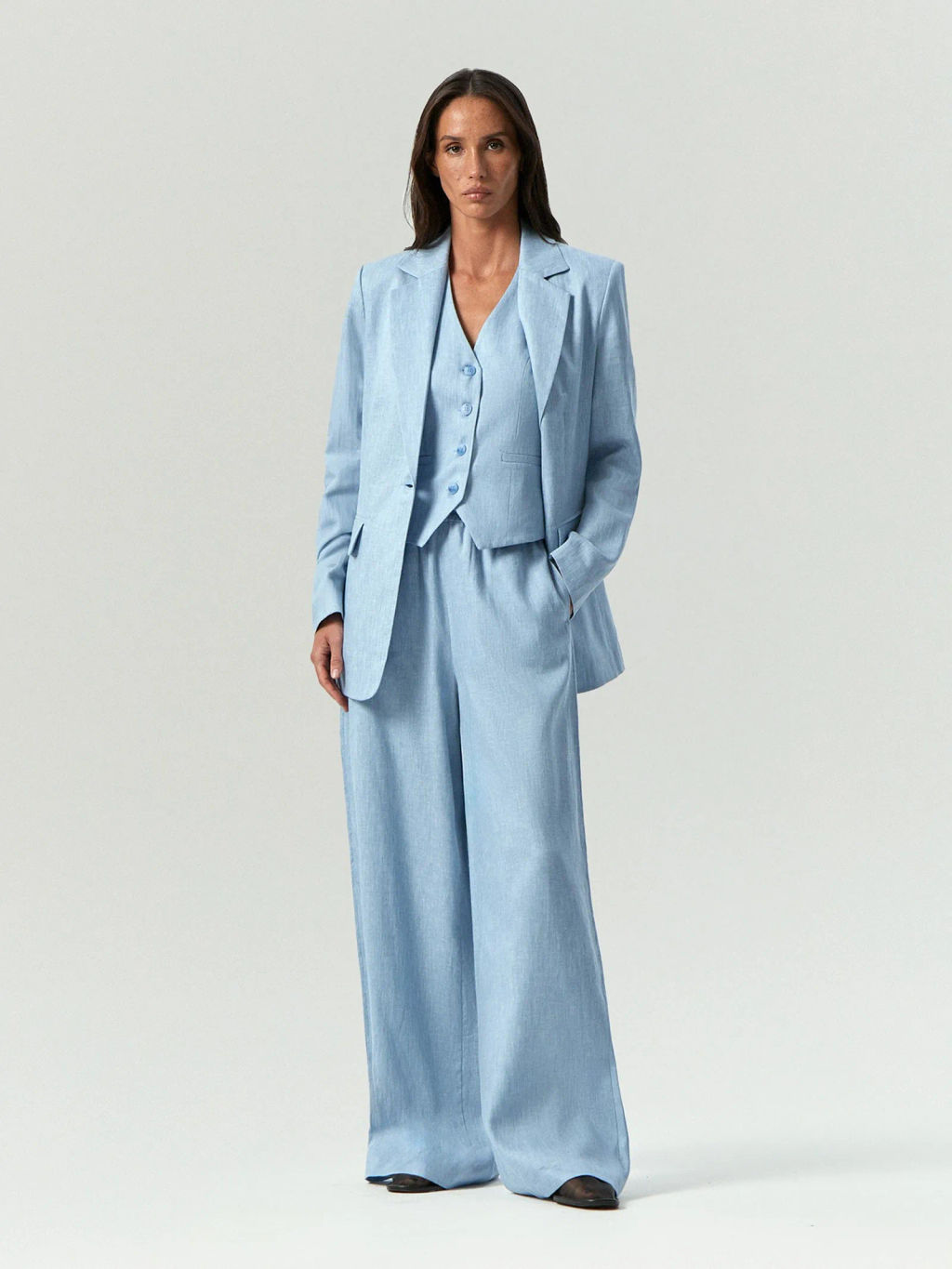 Брюки на резинке изо льна, D355/normandie