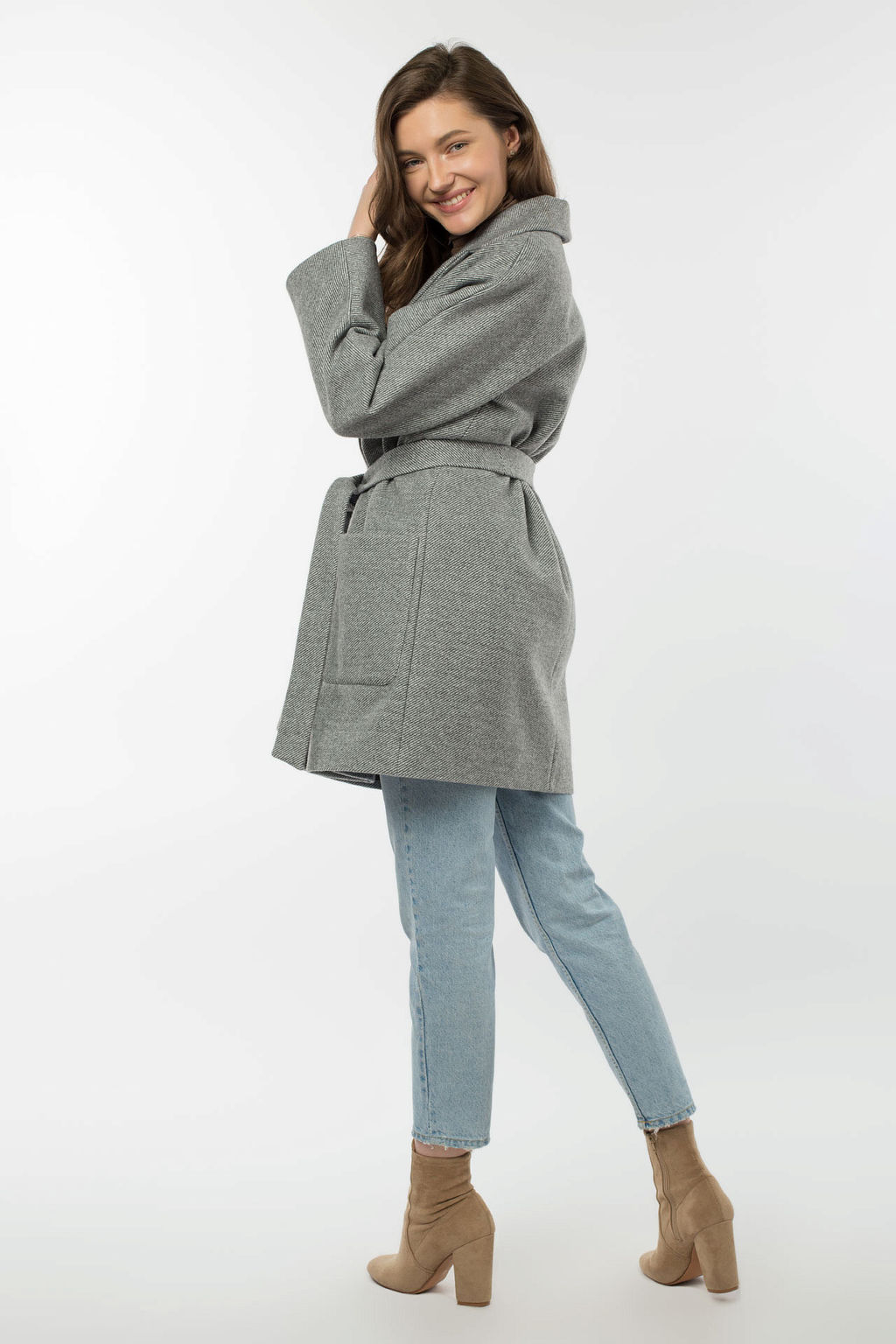 01-10544 Пальто женское демисезонное (пояс)