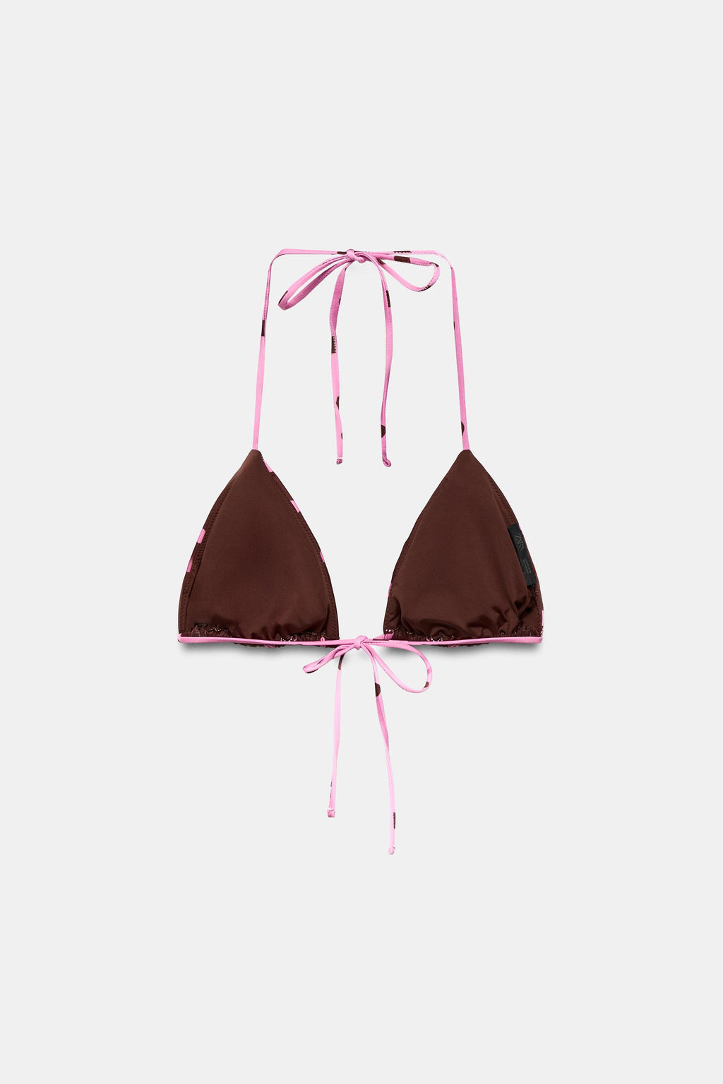TOP BIKINI TRIANGULAR ESTAMPADO LUNARES / Rosa - Zara фото 4