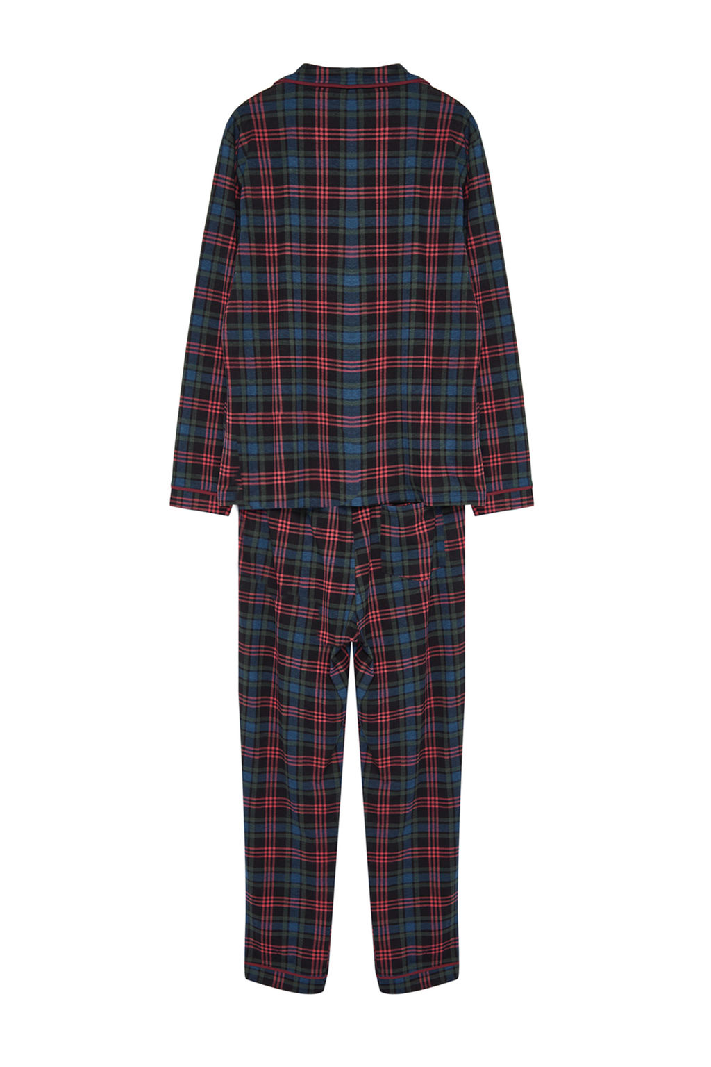 TRENDYOL MAN Lacivert Regular Fit Ekose Orme %100 Pamuk Pijama Tak?m? TMNAW24PT00026 - Trendyolmilla фото 8